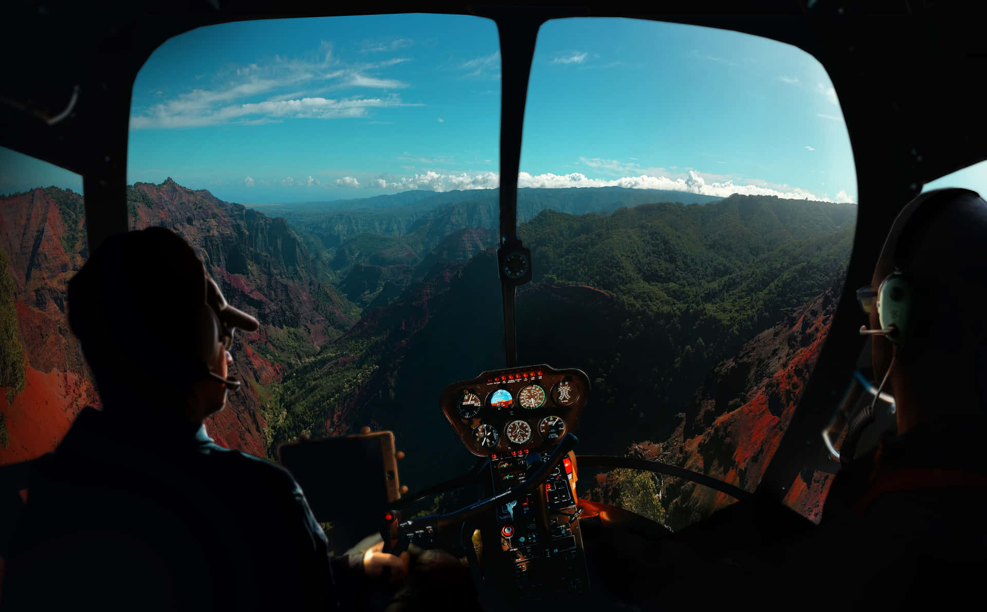 Helicopter_ Cockpit_ View_ Over_ Canyon Wallpaper