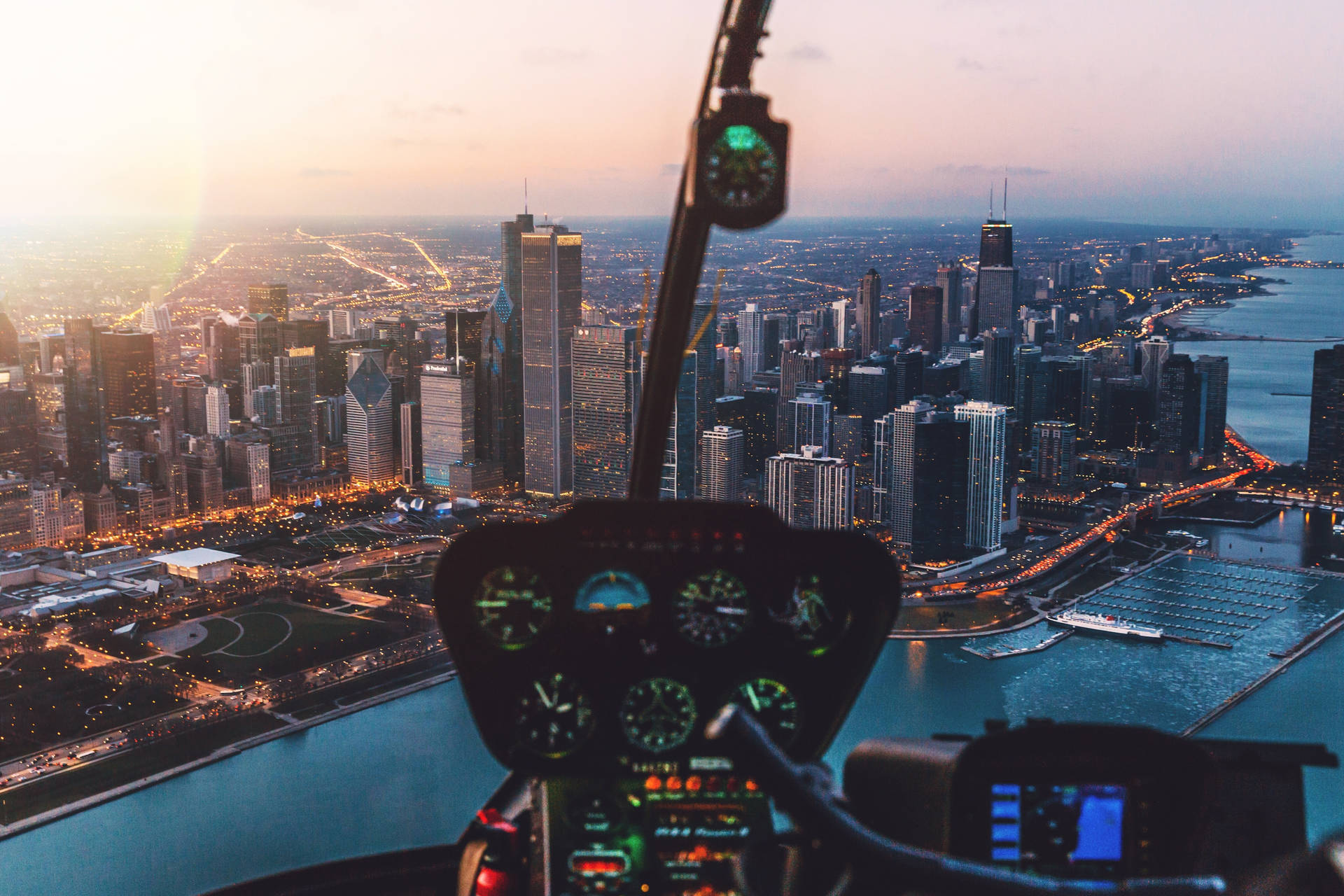 Helicopter View Of The City Wallpaper