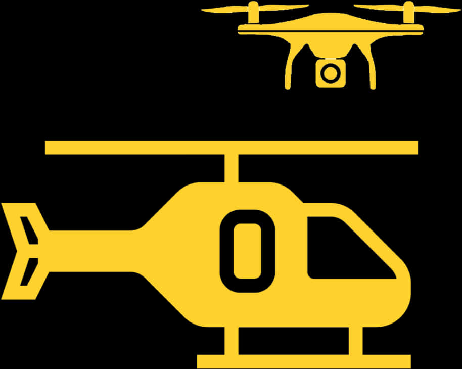 Helicopterand Drone Silhouettes PNG