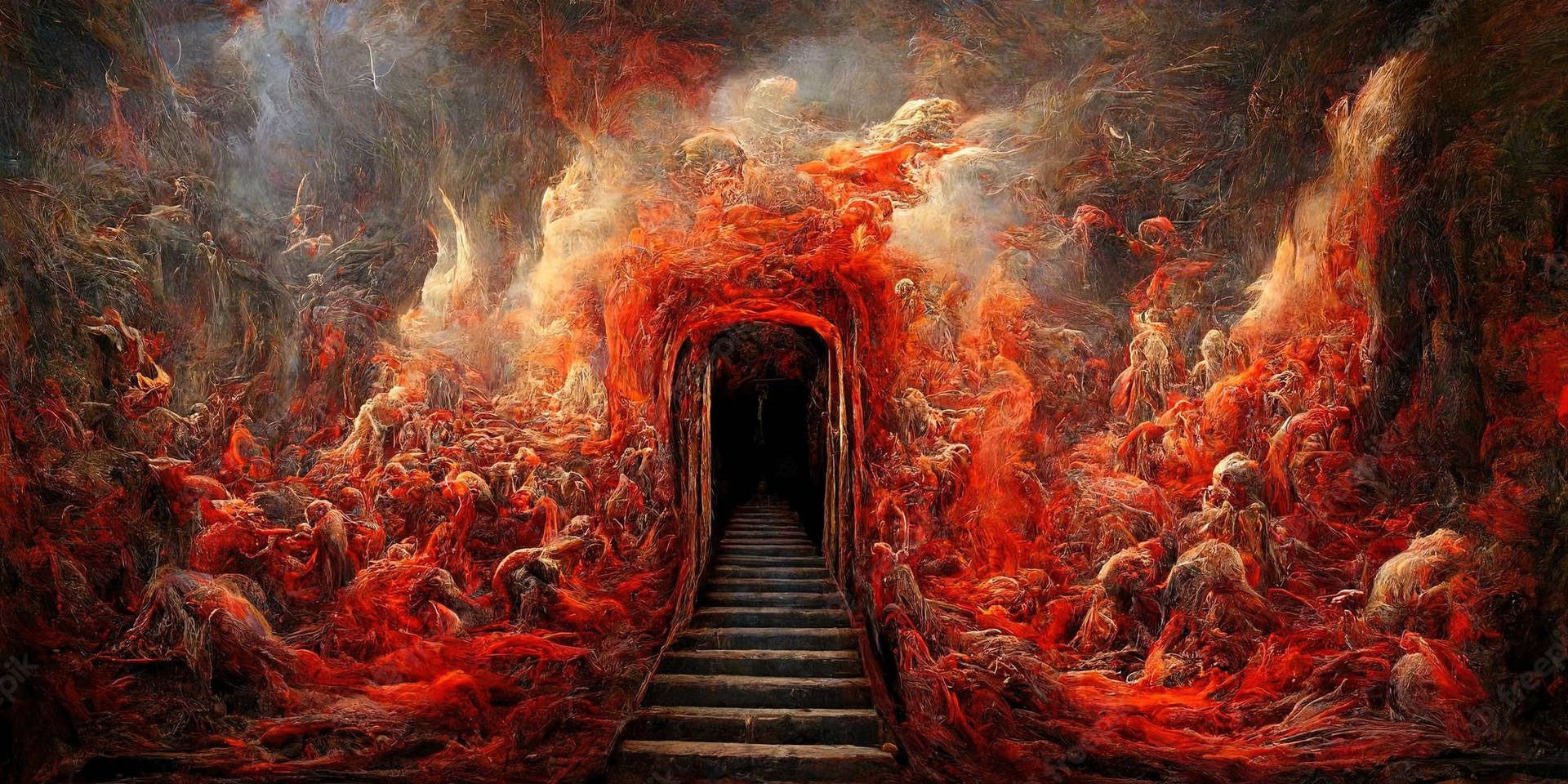 Peering into the Fiery Depths of Hell Wallpaper