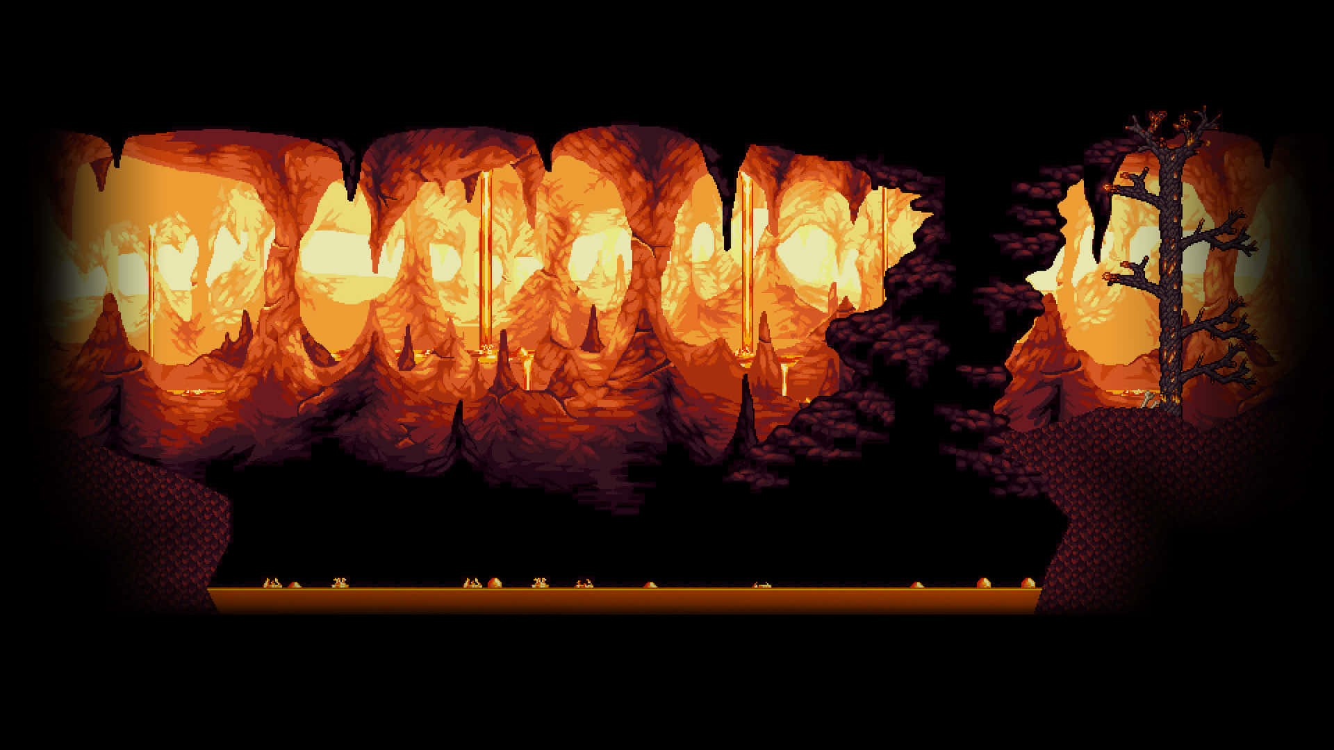 baggrund af stalaktitter og stalagmitter af helvede