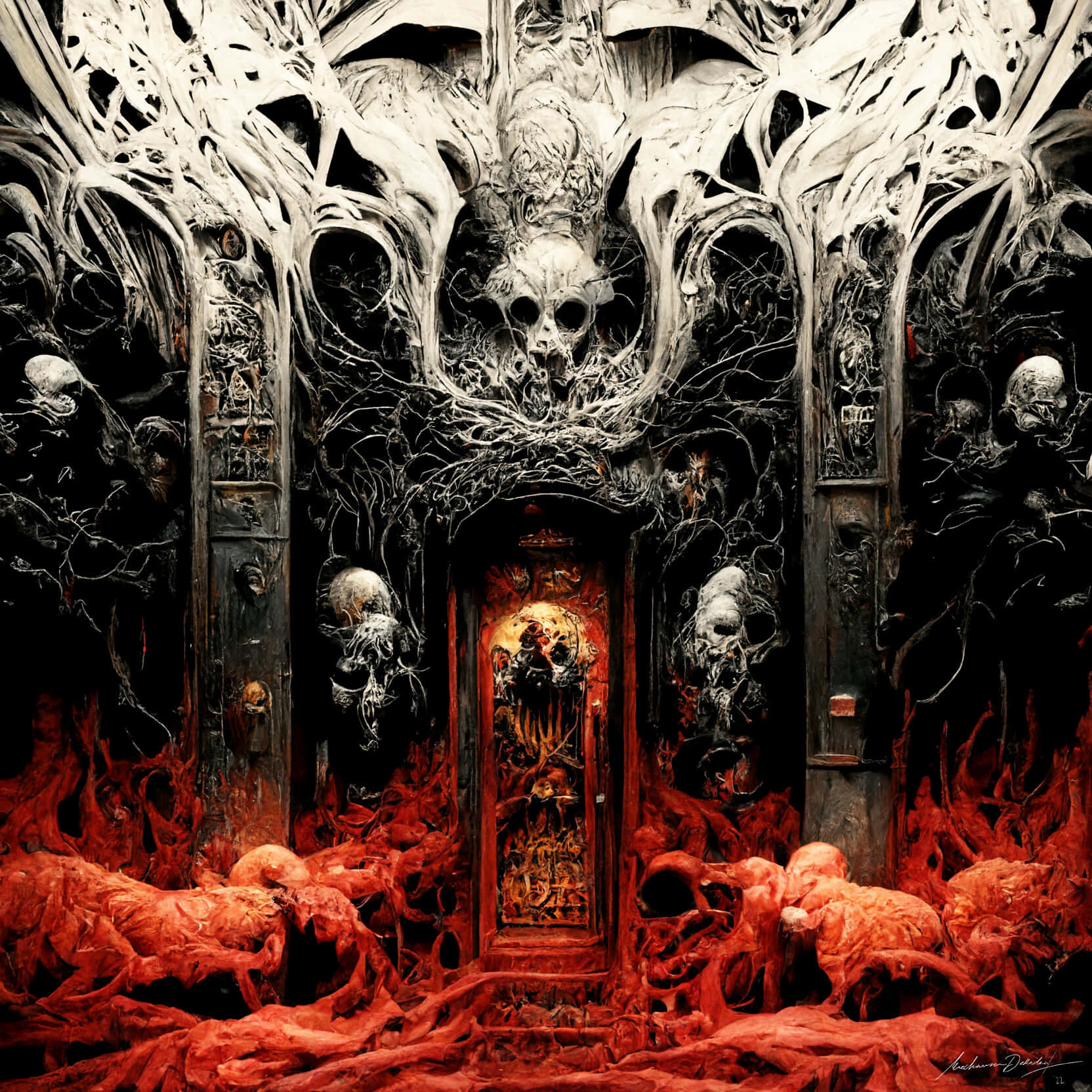 Disfigured Statues Gates Of Hell Background