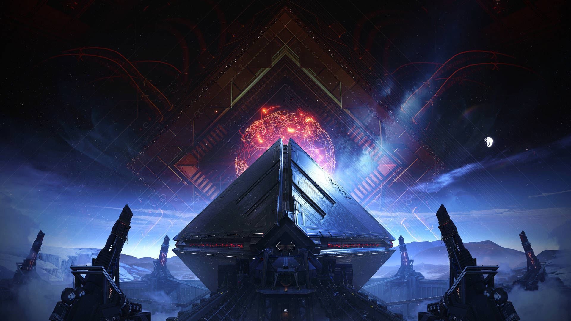 Explore the vibrant and mysterious Hellas Basin on Mars in Destiny 2: Warmind Wallpaper