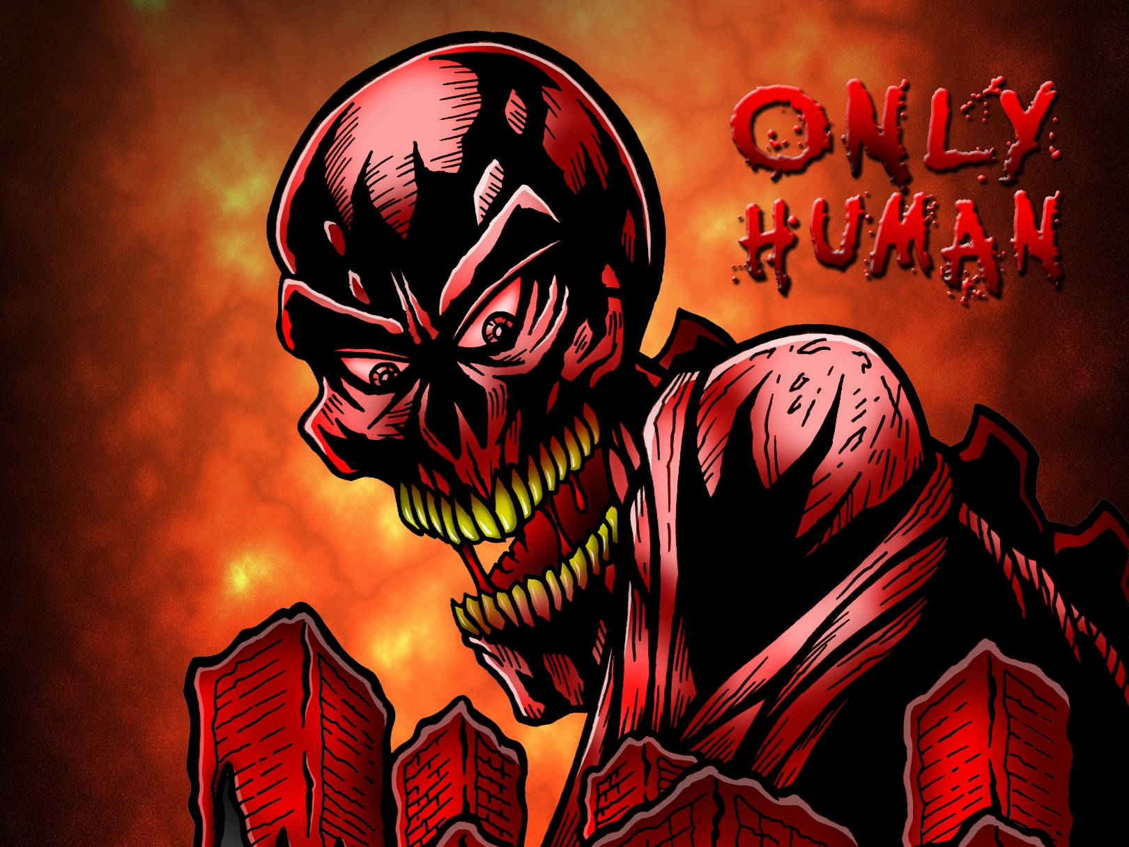 Hellbound Skull Red Monster Background