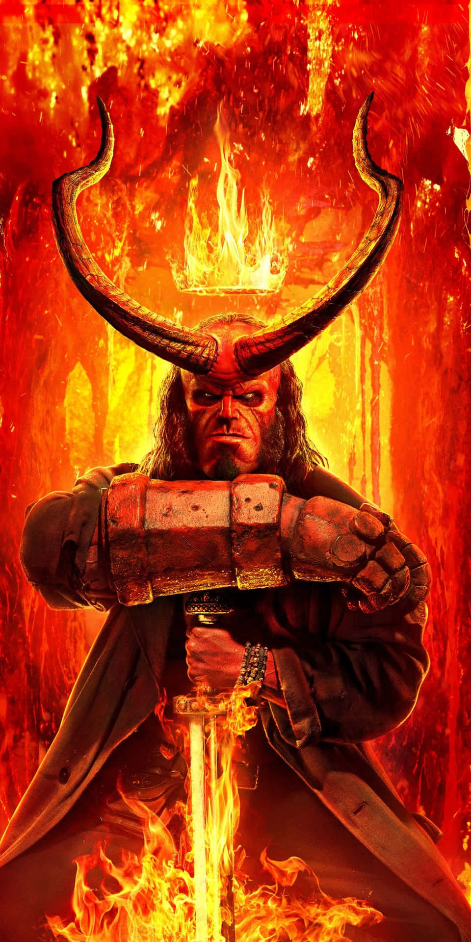 Hellboy_ Flaming_ Crown_and_ Sword.jpg Wallpaper