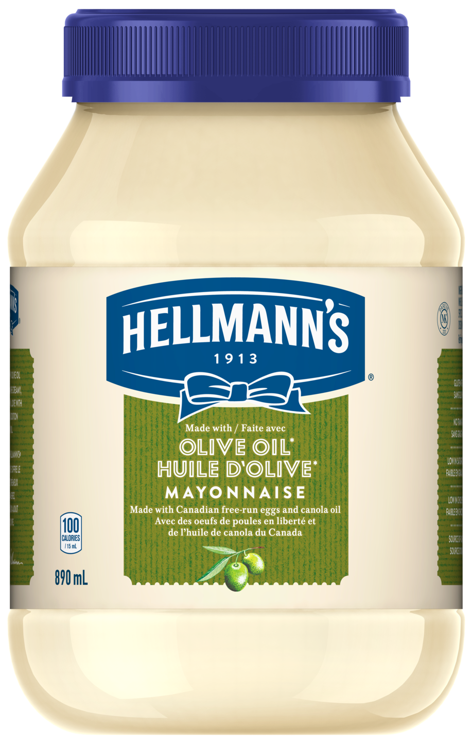 Hellmanns Olive Oil Mayonnaise Jar890ml PNG