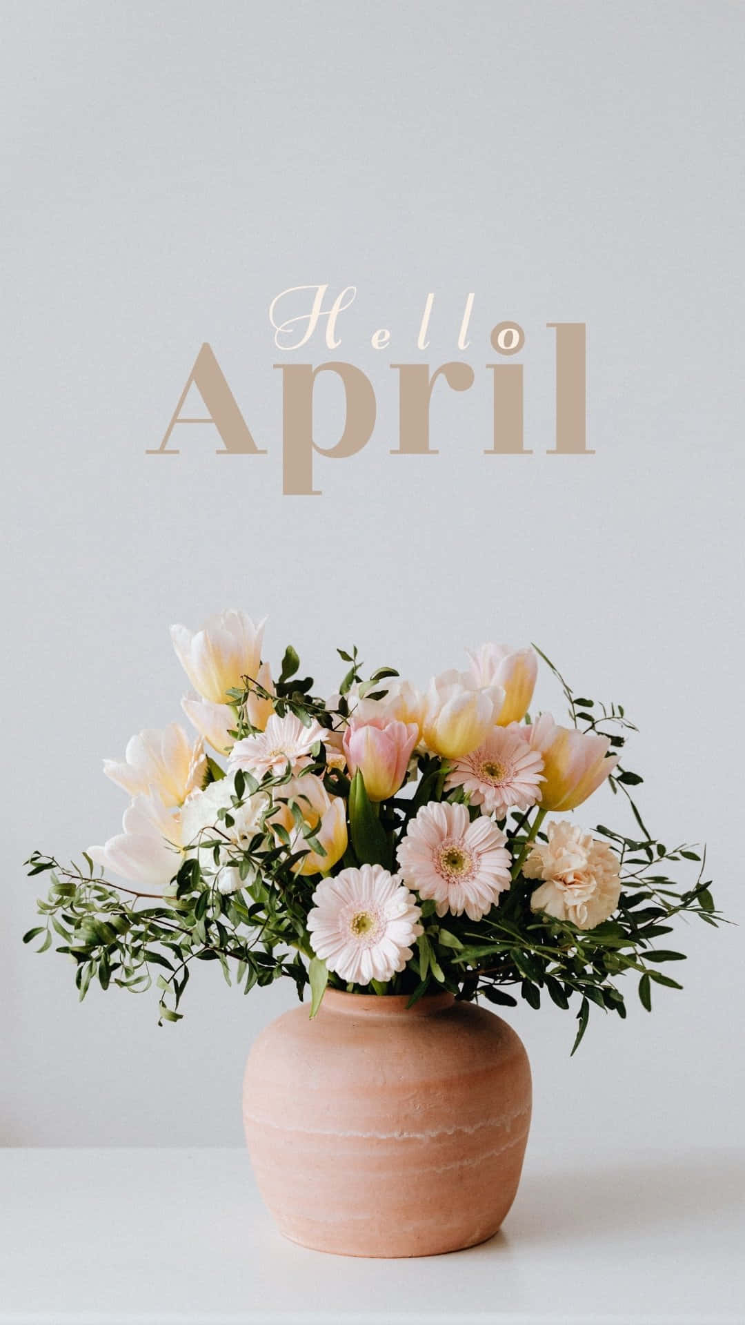 Hello April Floral Arrangement Wallpaper