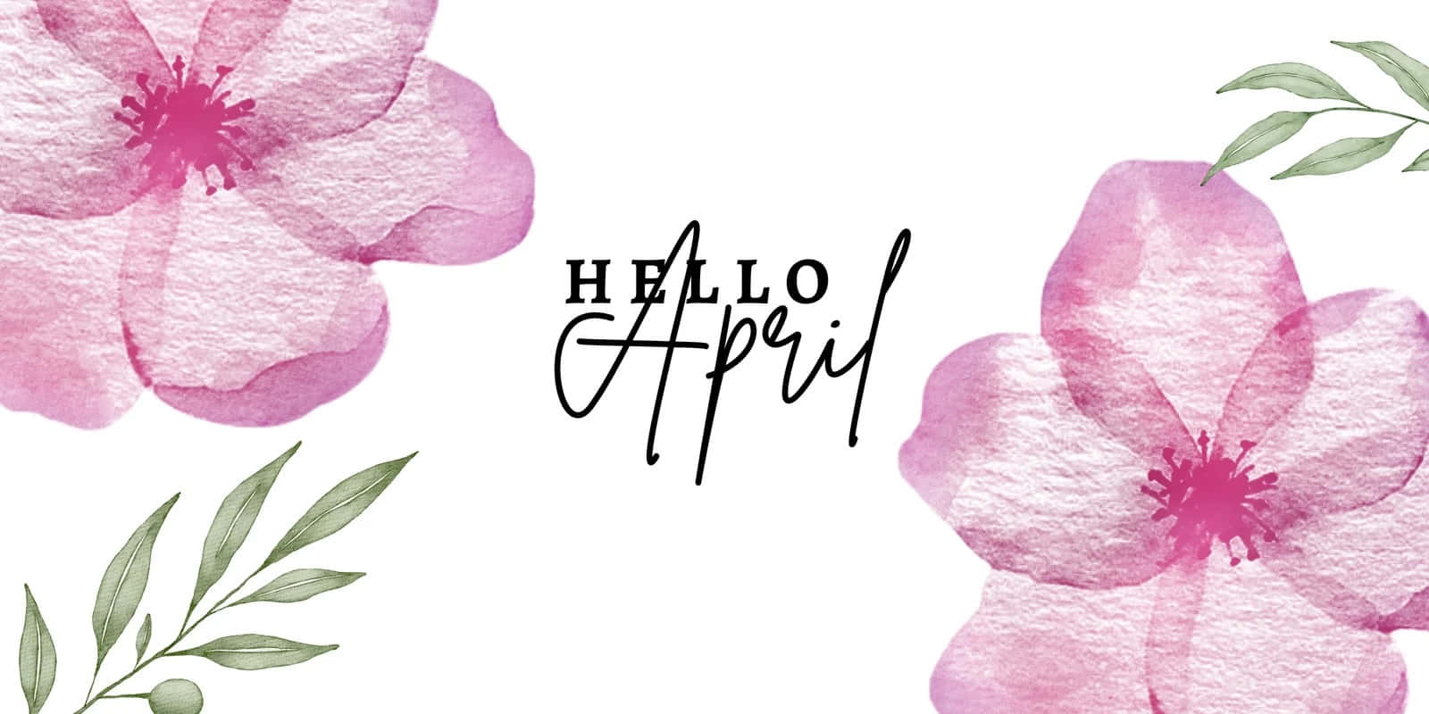 Hello April Floral Design Wallpaper