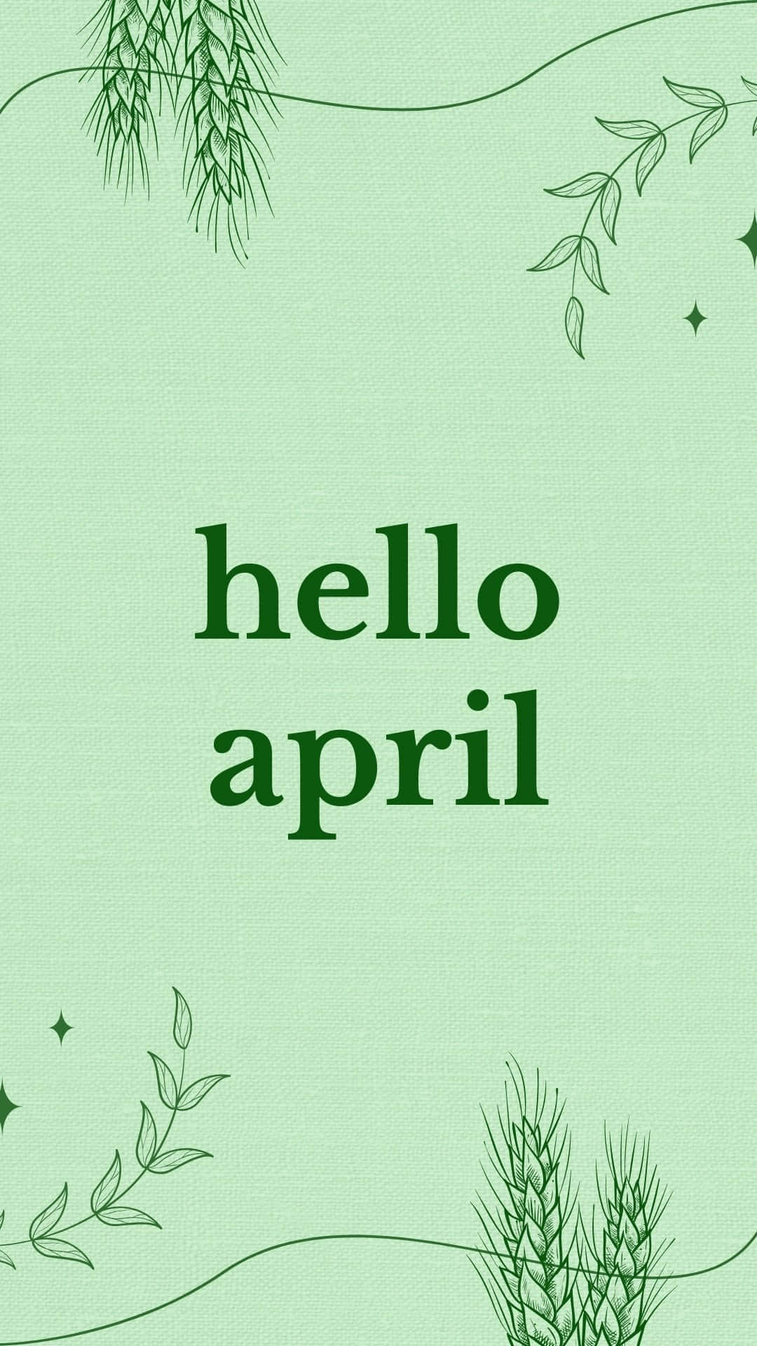 Hello April Green Background Wallpaper
