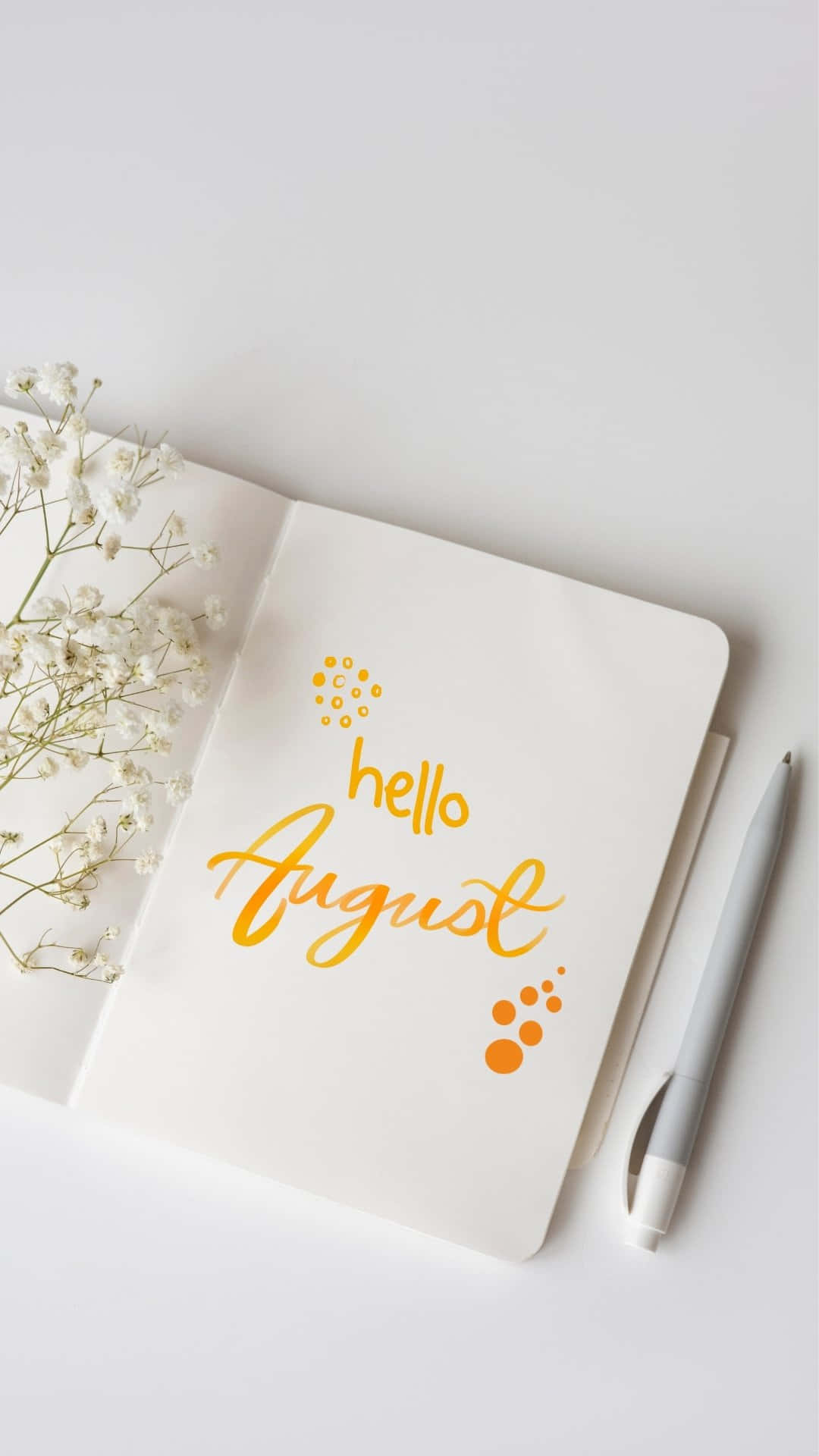 Hello August Notebookand Pen Wallpaper