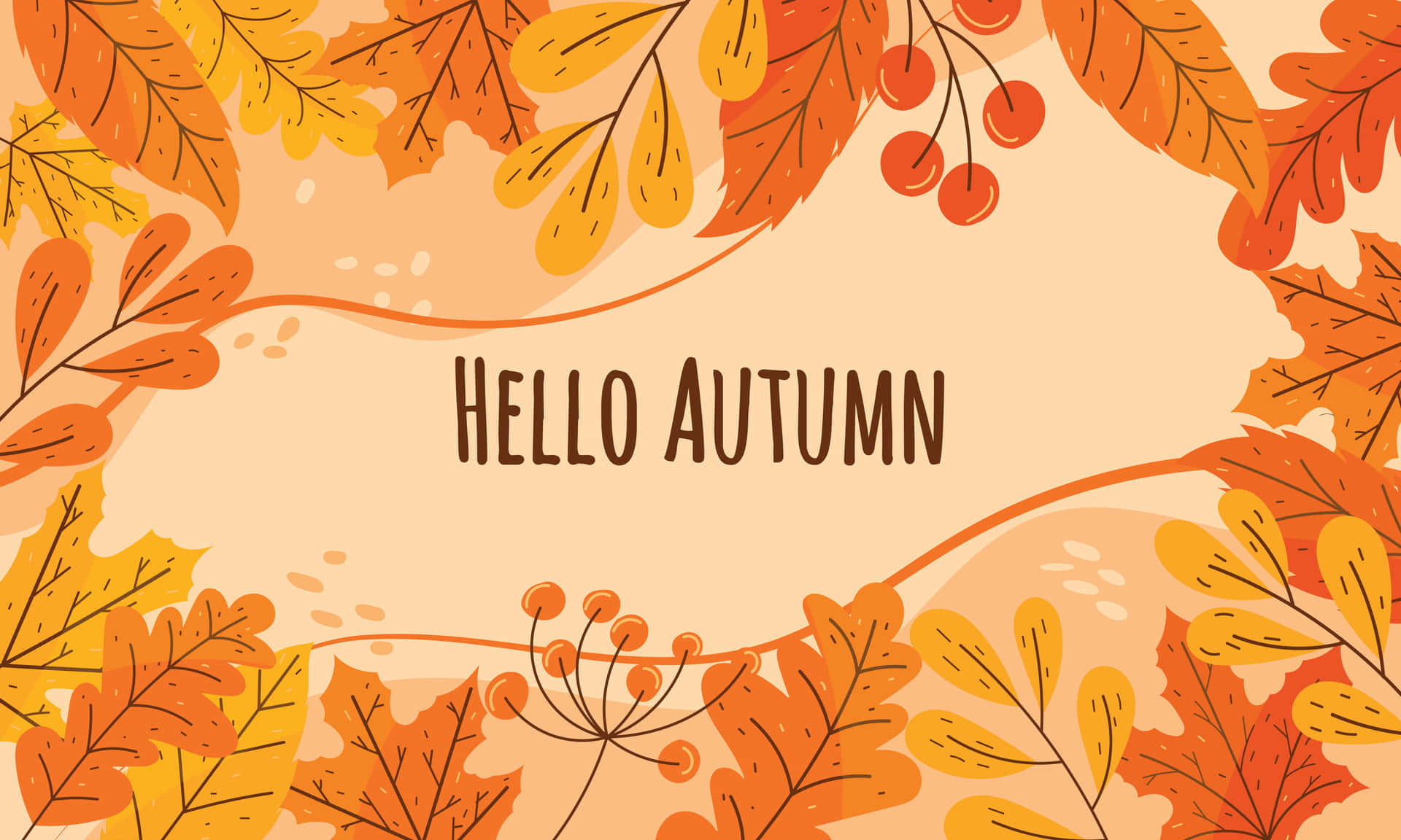 Hello Autumn Fall Leaves Graphic Wallpaper