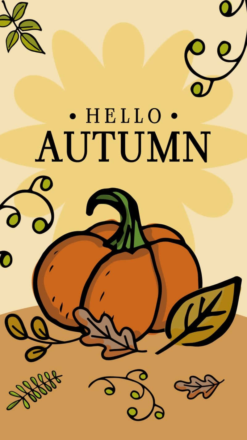 Hello Autumn Pumpkin Illustration Wallpaper