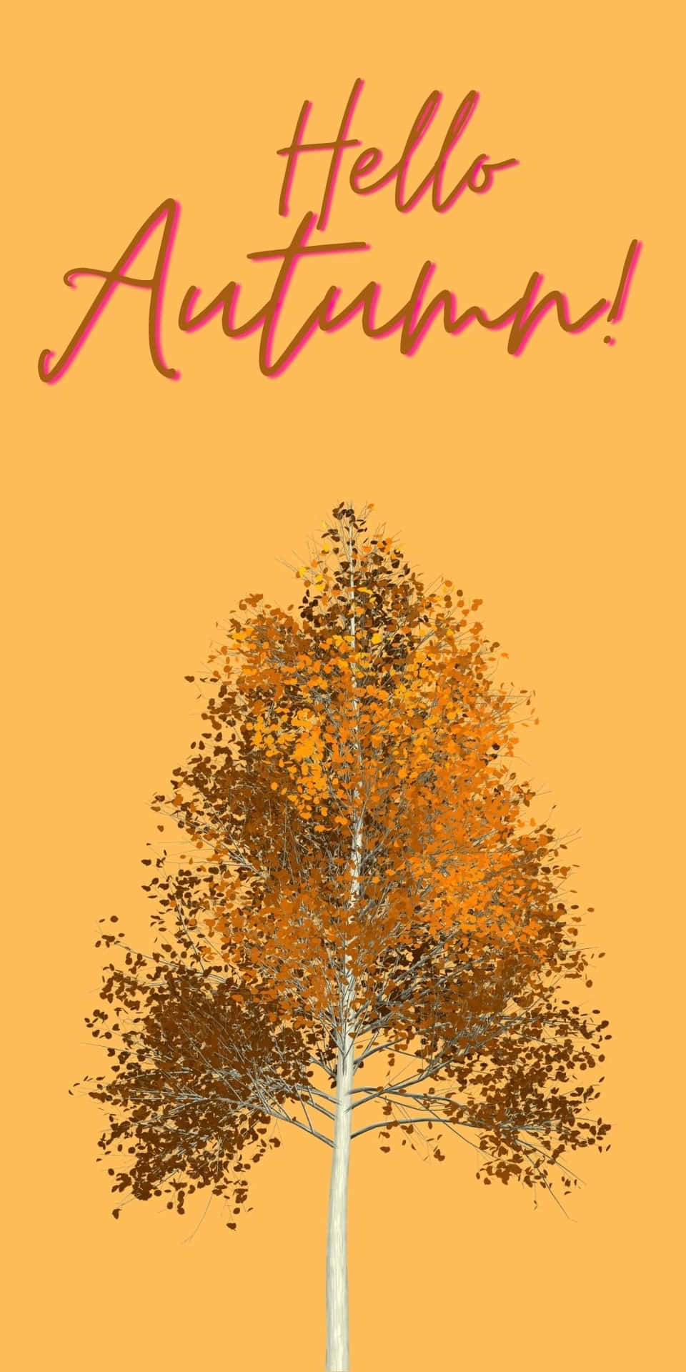 Hello Autumn Tree Aesthetic Wallpaper