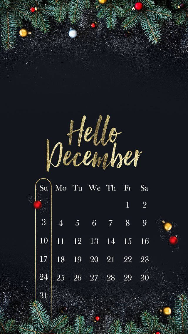 Hello December Aesthetic Calendar Wallpaper