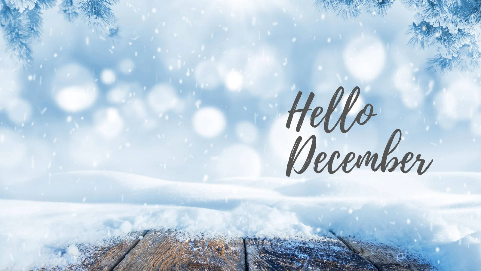 Hello December Blue Snow Wallpaper