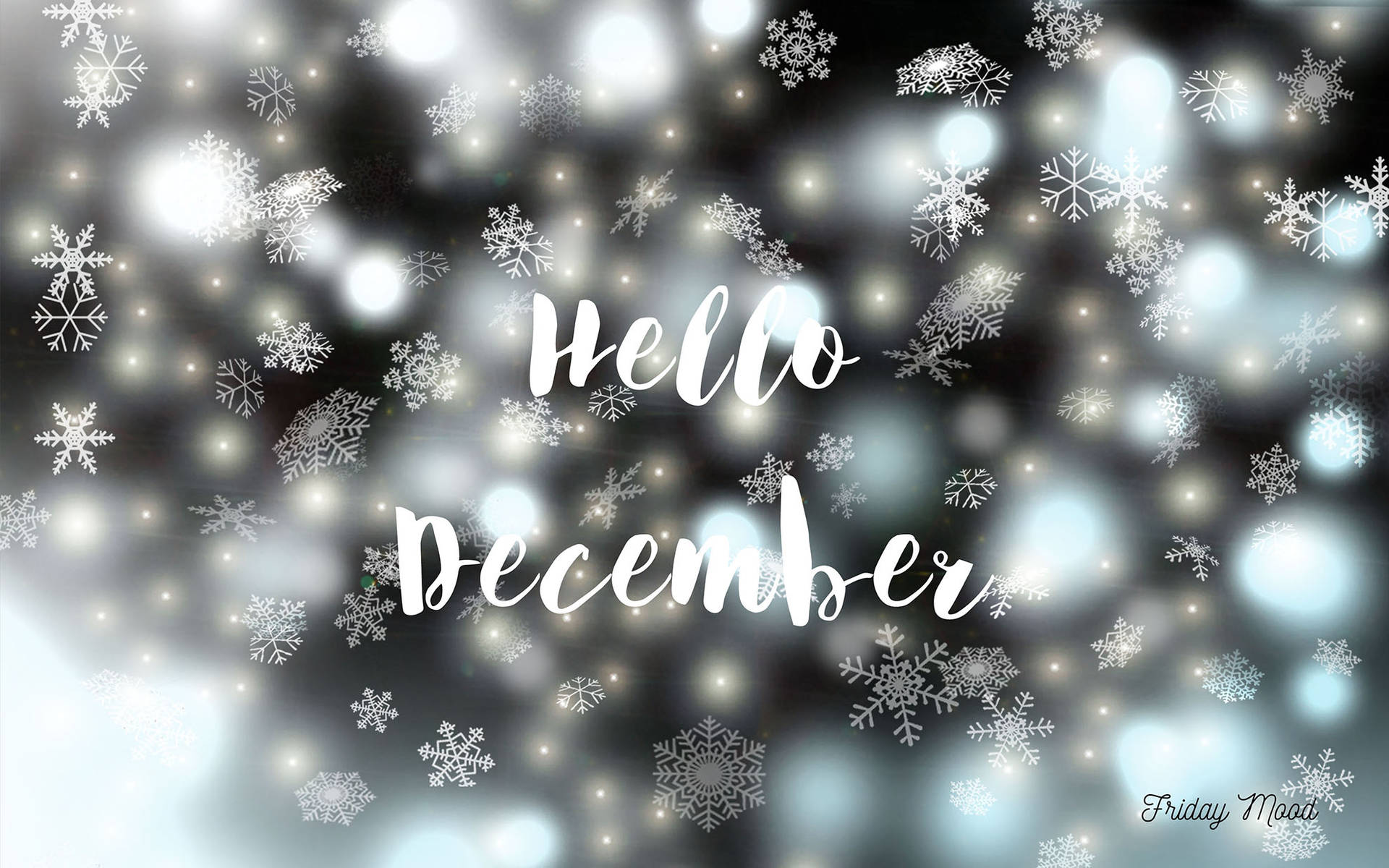 Hello December Blurry Snowflakes Wallpaper