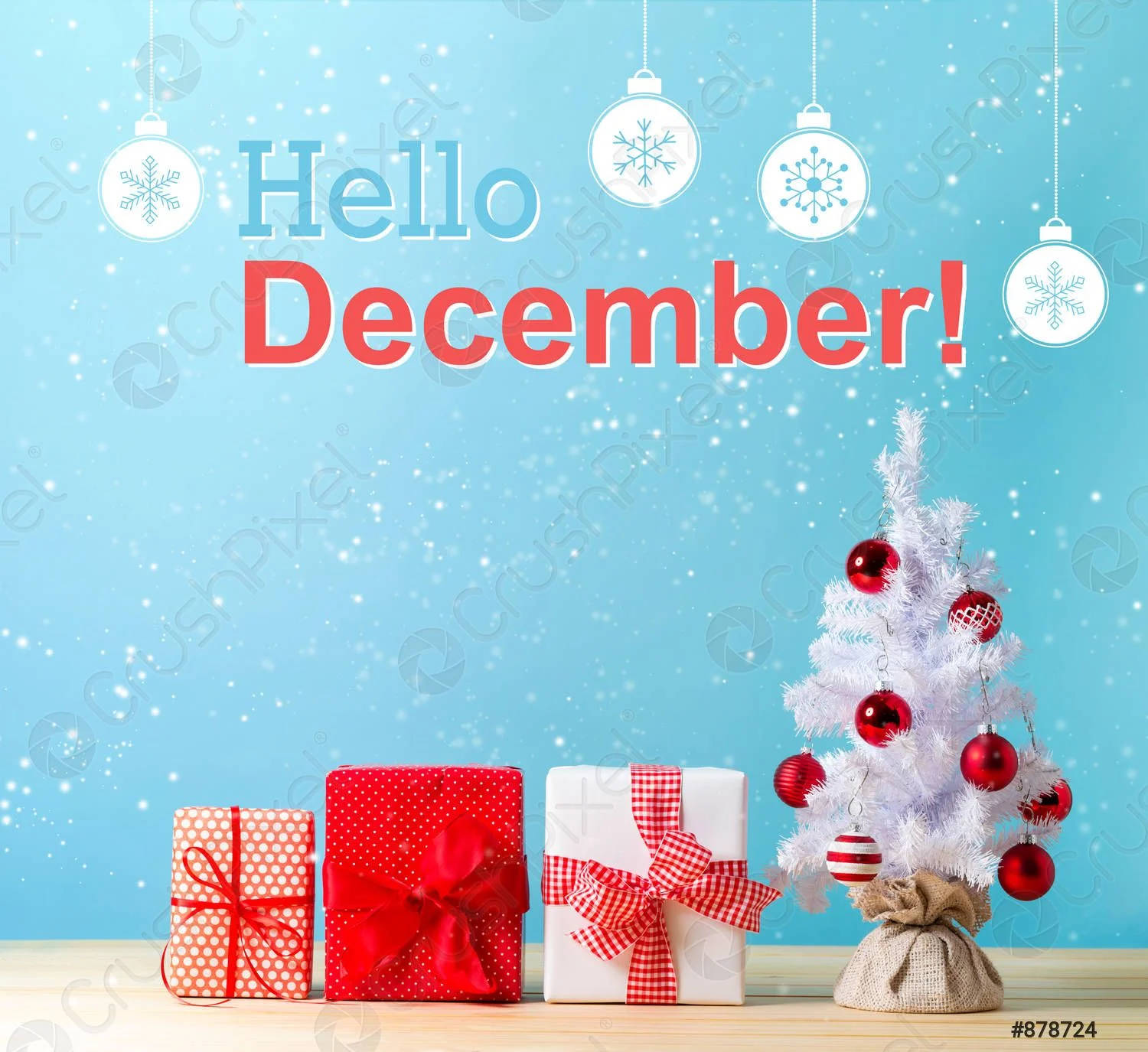 Hello December Over Blue Background Wallpaper