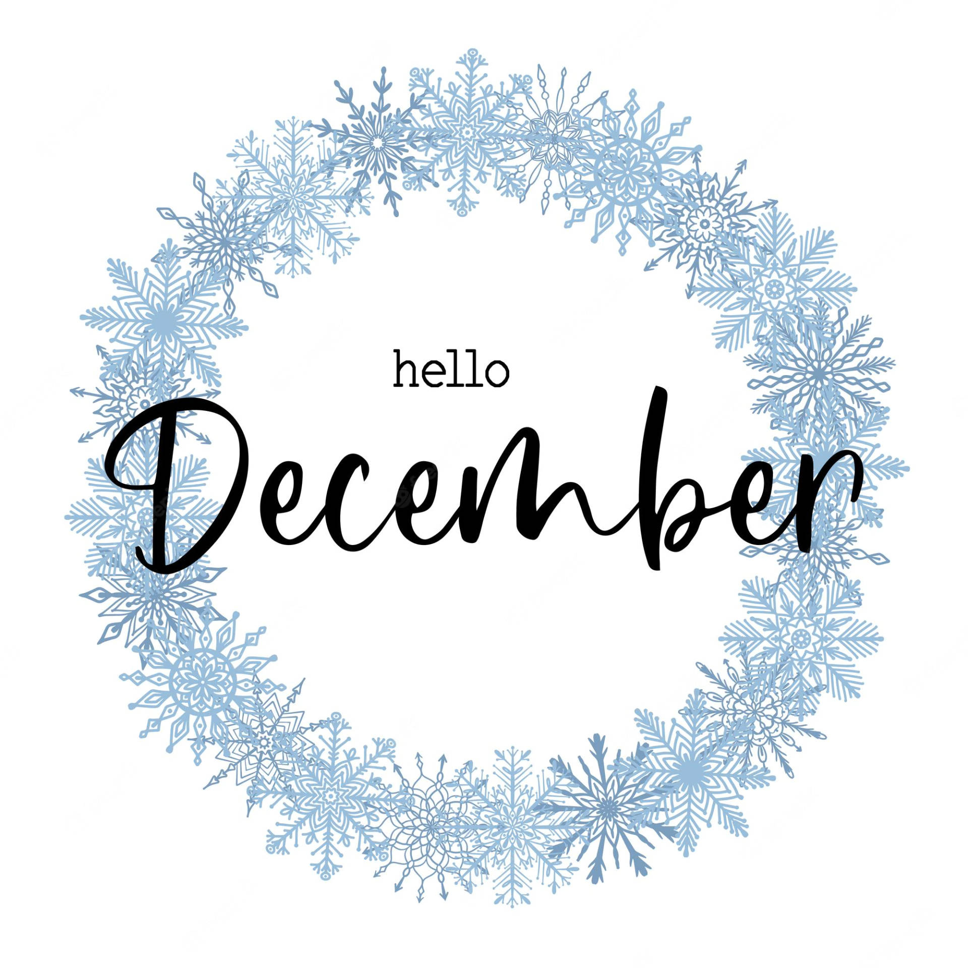 Hello December Snowflake Wreath Wallpaper