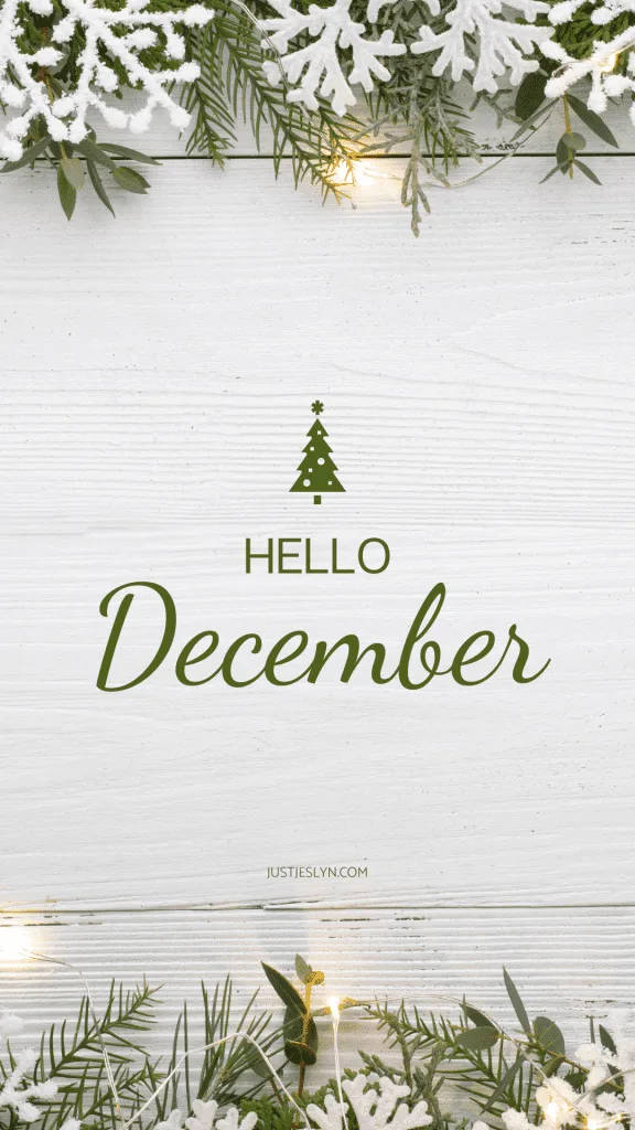 Hello December White Green Aesthetic Wallpaper