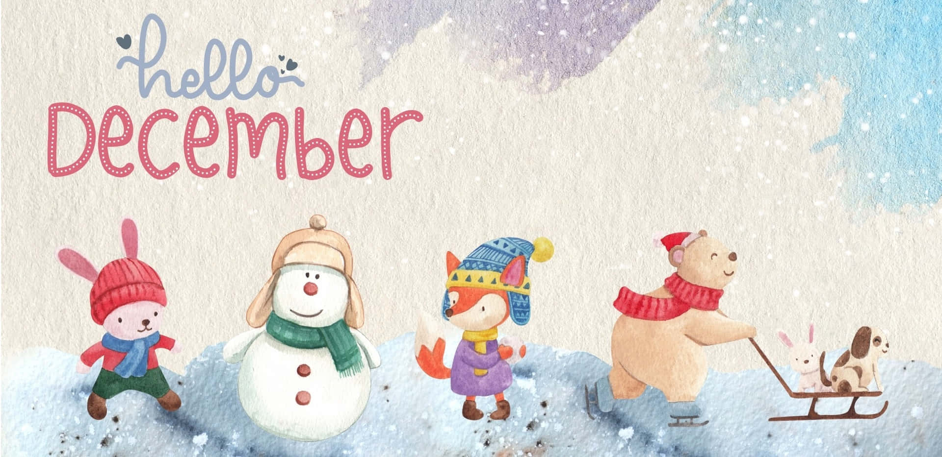 Hello December Winter Celebration Illustration Wallpaper