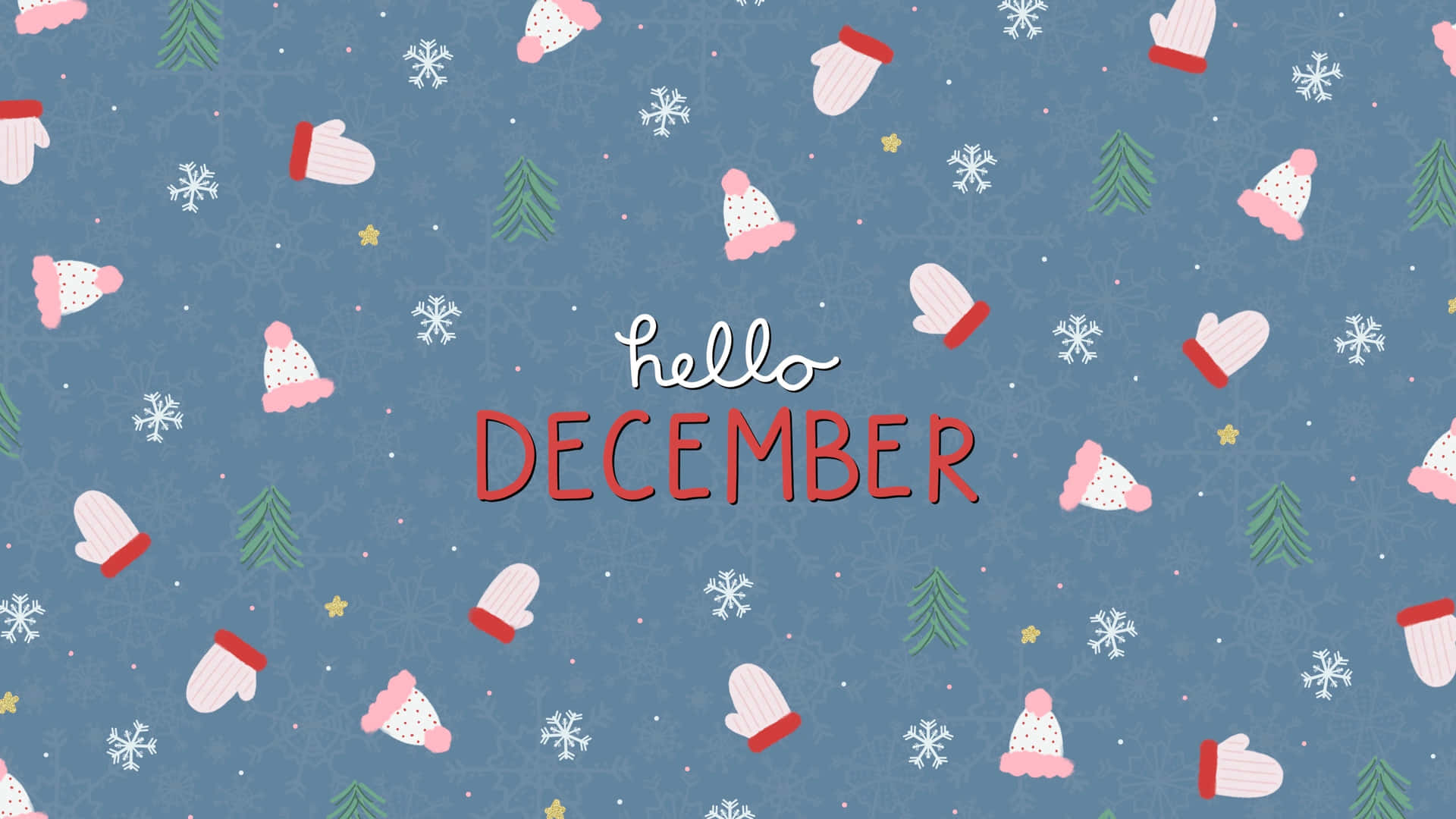 Hello December Winter Pattern Wallpaper