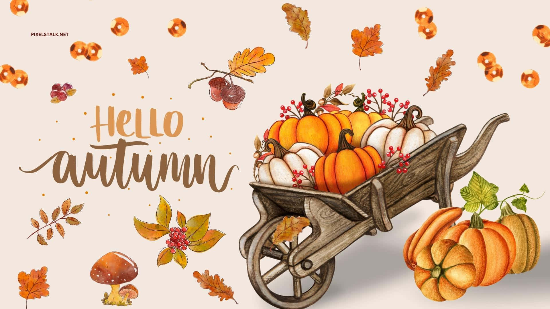 Hello Autumn Watercolor Illustration Wallpaper