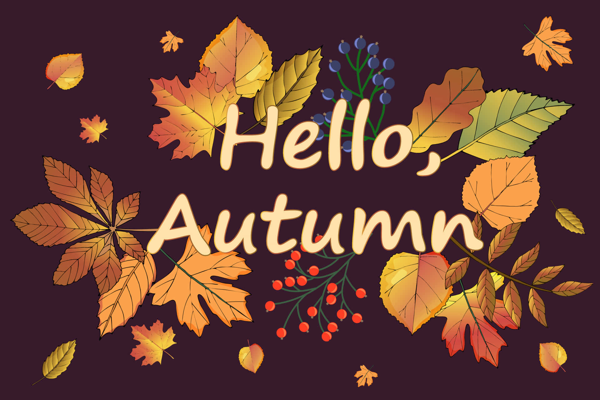 Hello Fall Autumn Leaves Wallpaper