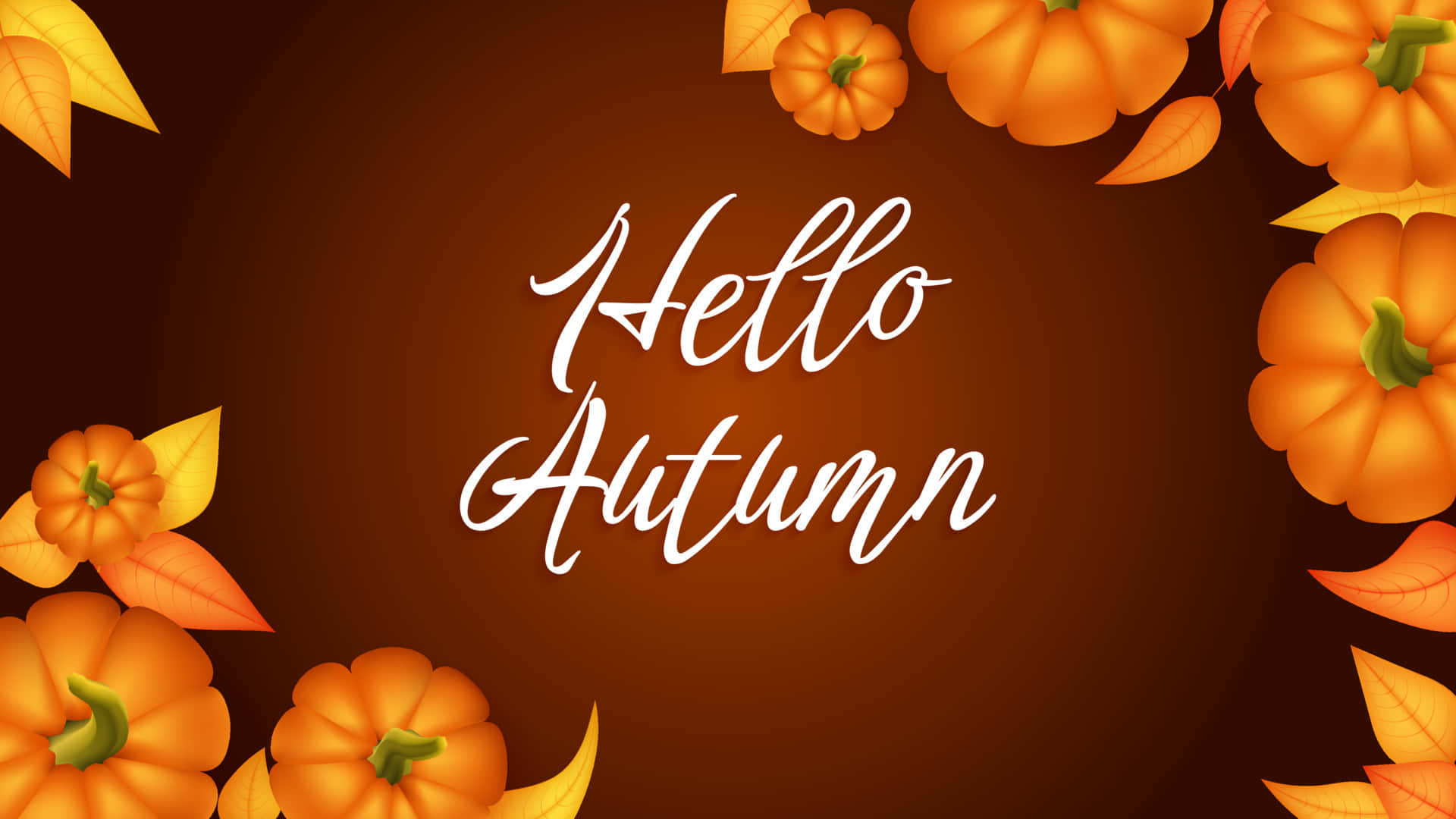 Hello Fall Autumn Oumpkin Leaves Wallpaper