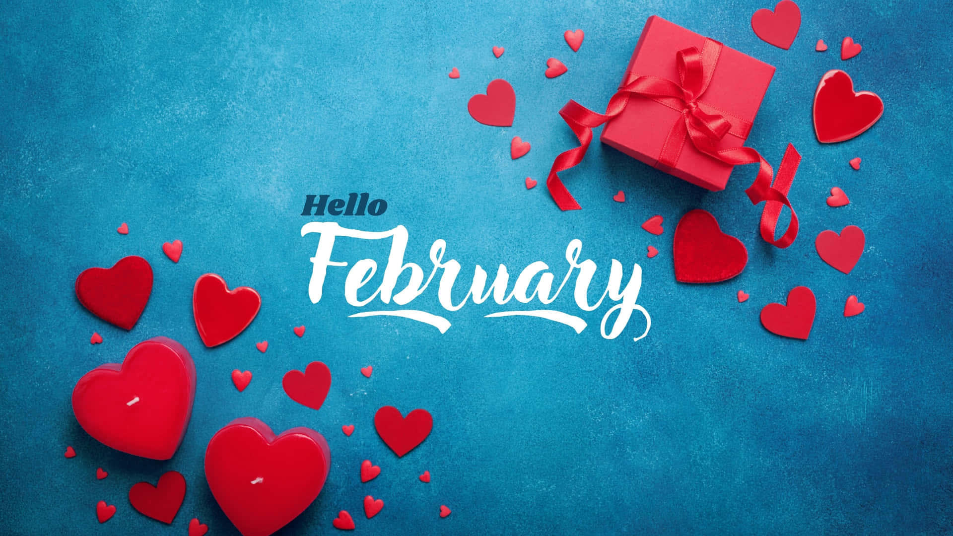 Hello February Heartsand Gift Wallpaper