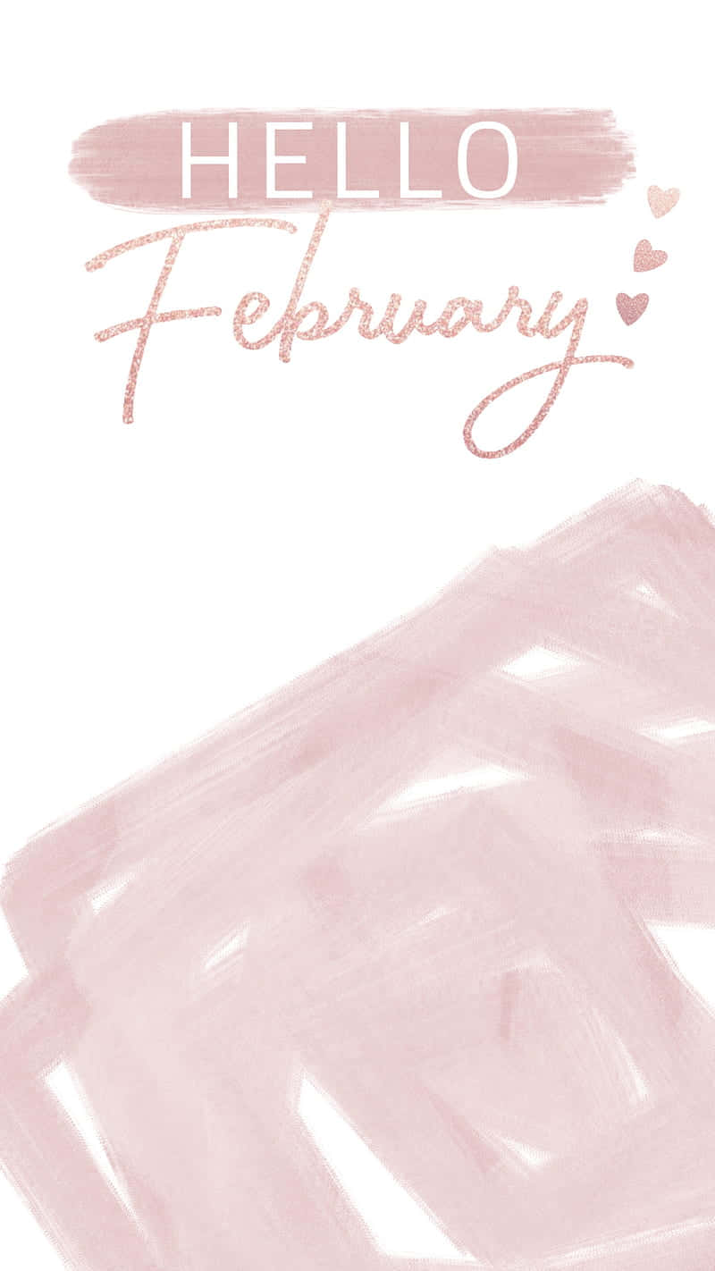 Hello February Pink Aesthetic Wallpaper