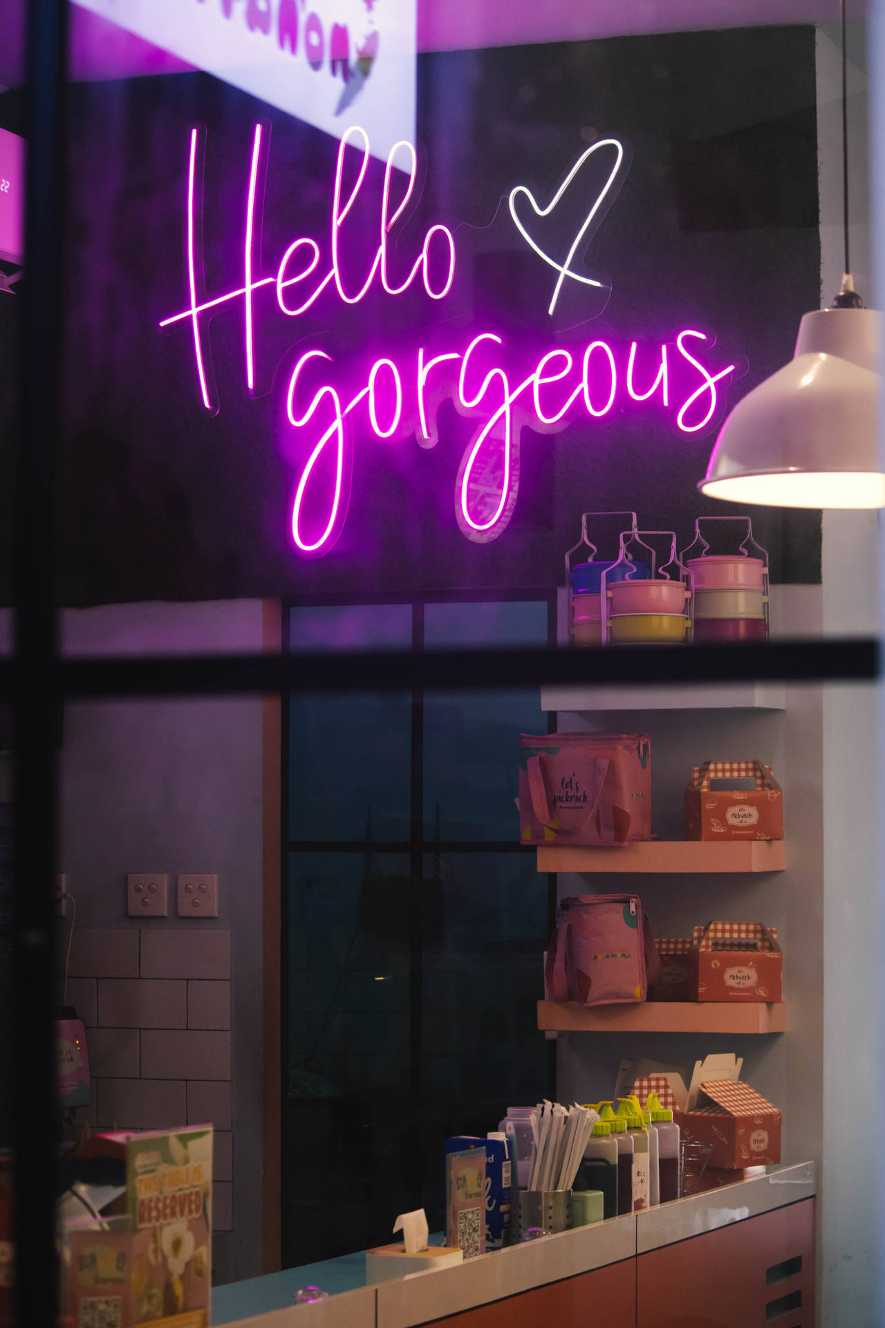 Hello Gorgeous Neon Purple Iphone Wallpaper