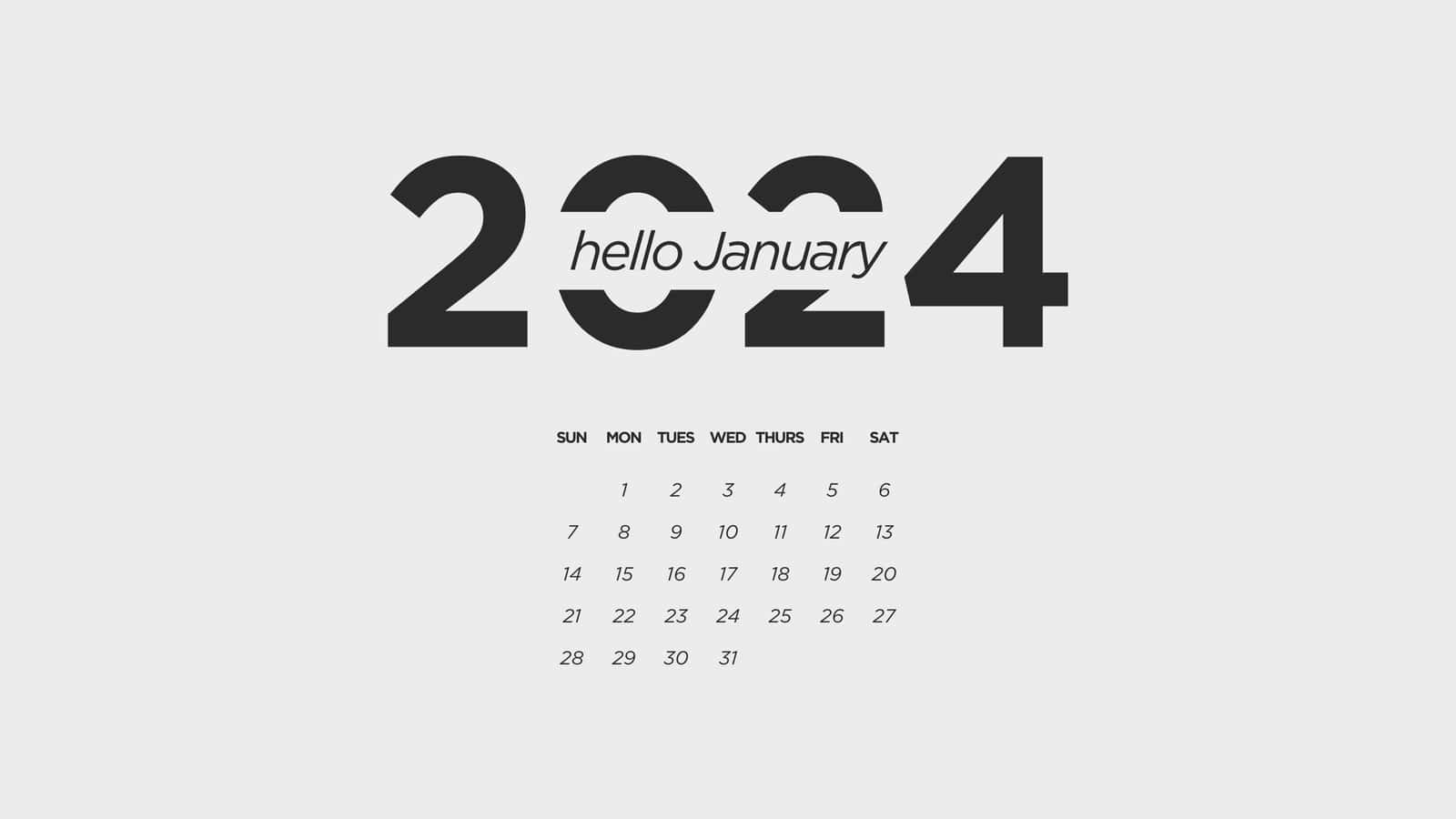 Hello January2024 Calendar Design Wallpaper