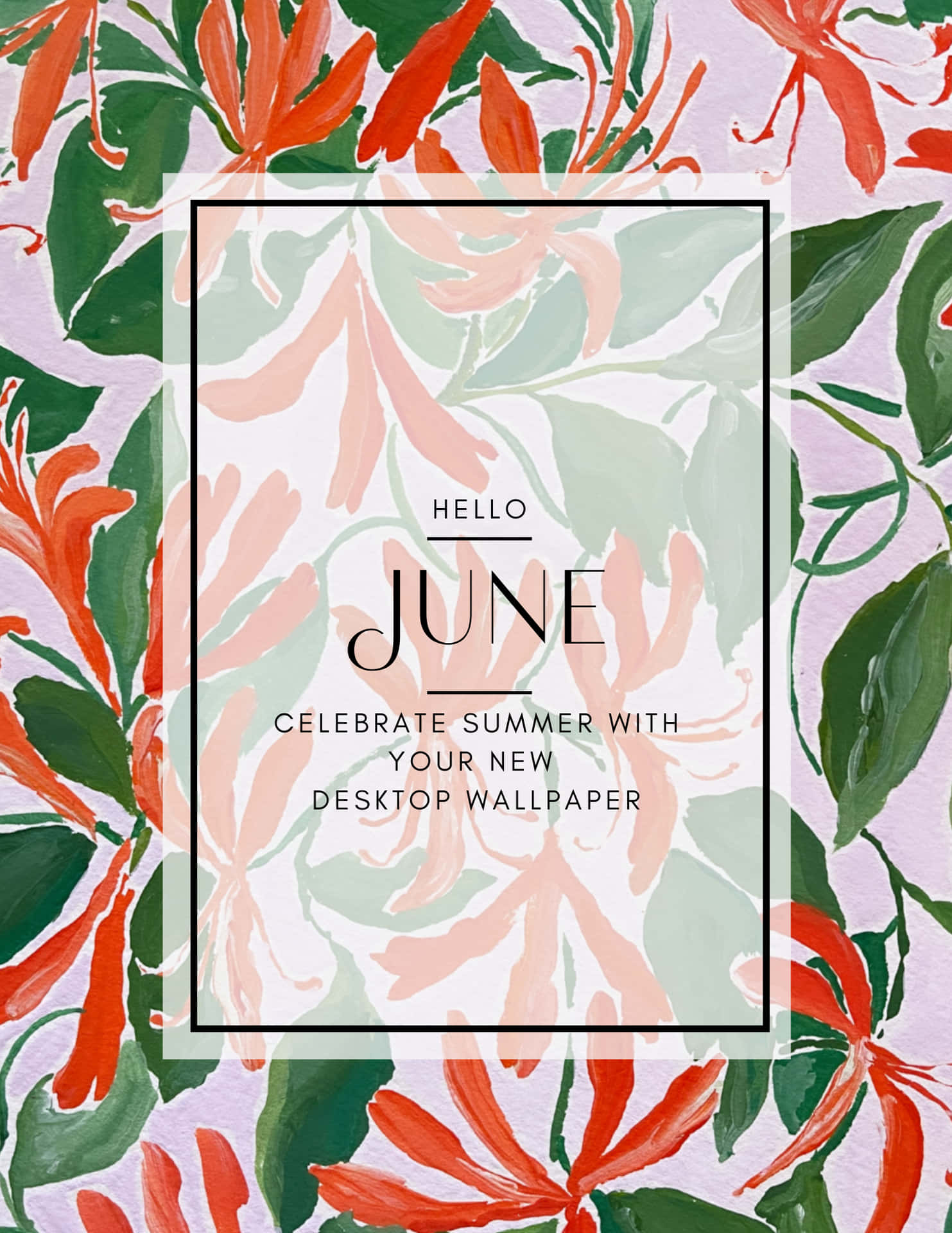 a colorful floral background with the words hello june Wallpaper