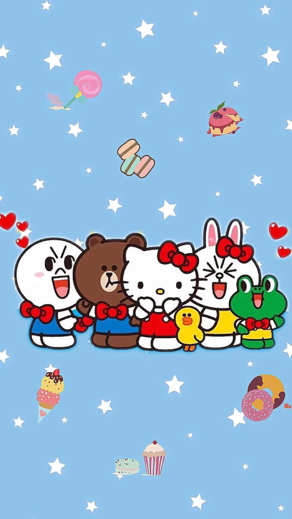 Hello Kitty with all her cute friends in a fun gathering Wallpaper