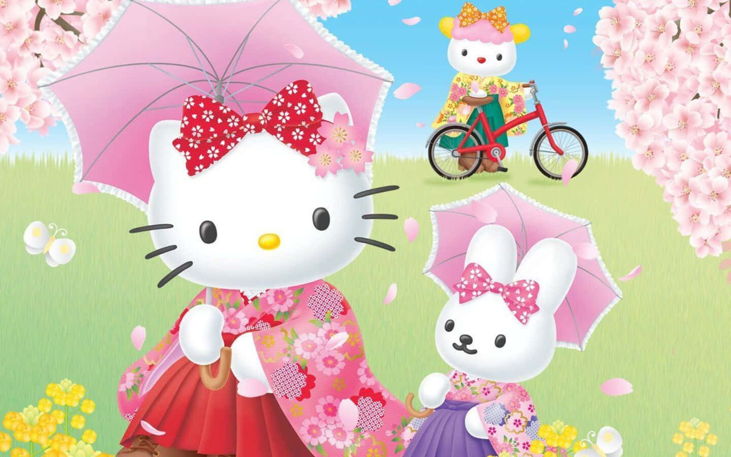 Hello Kitty and Friends enjoying a fun day outdoors Wallpaper