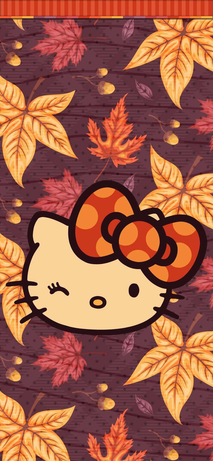 Hello Kitty Autumn Leaves Background Wallpaper