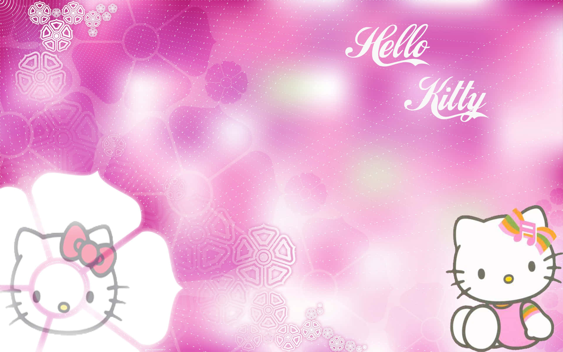 Gradient Pink And White Hello Kitty Background