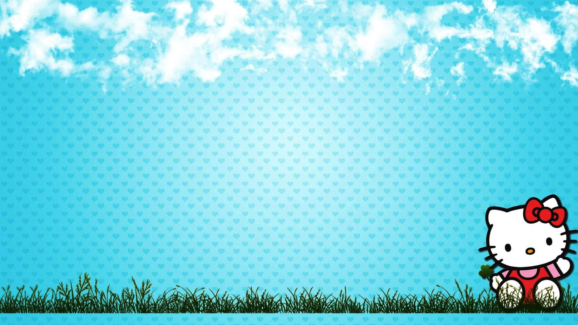Hello Kitty On Grass Digital Art Background