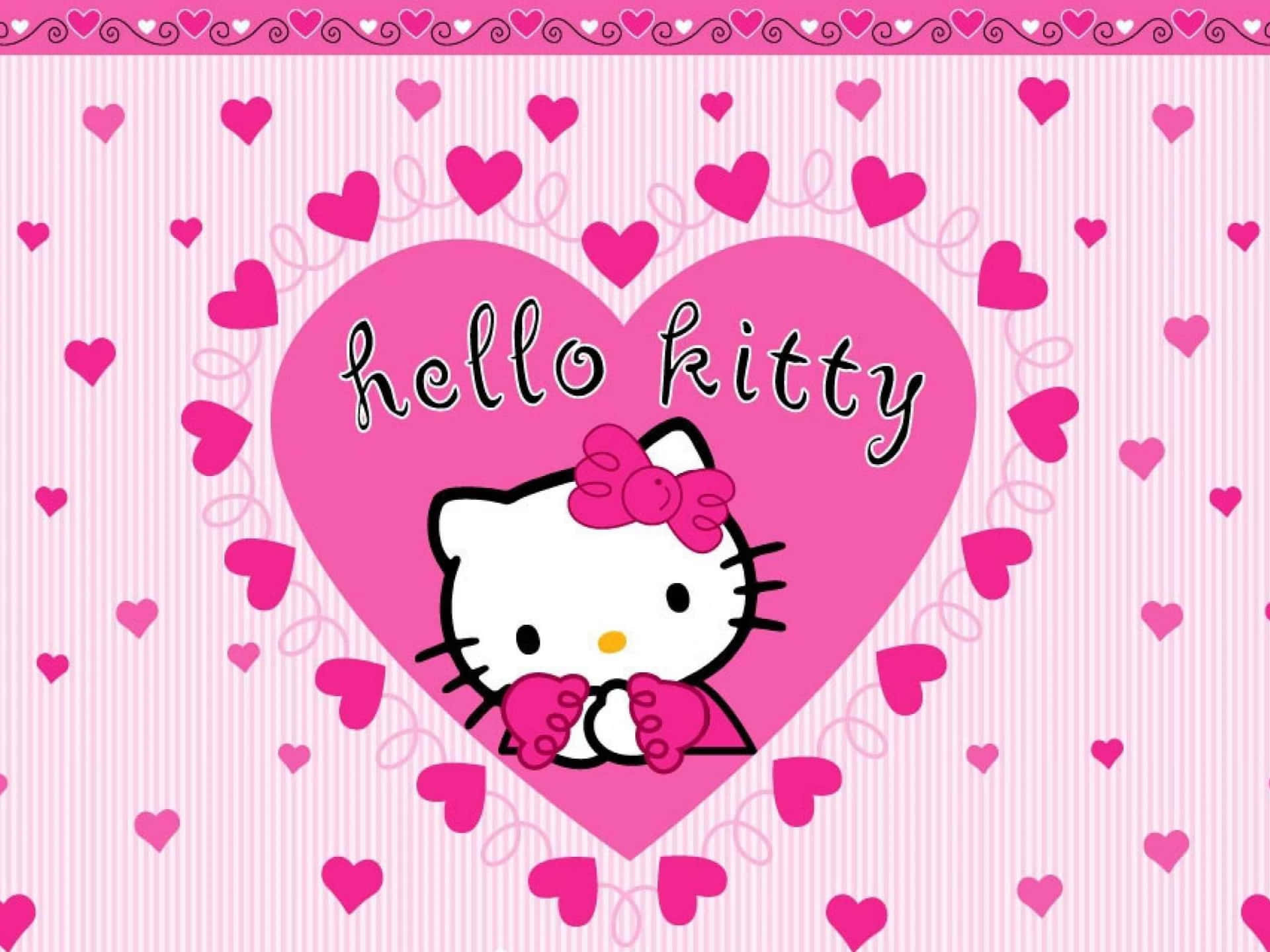 Hello Kitty Inside Heart Frame Background