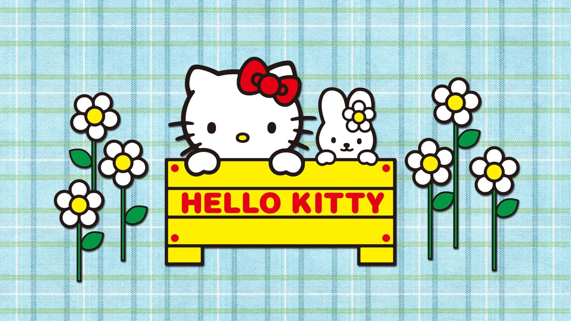 Sfondocon Hello Kitty E Il Coniglietto