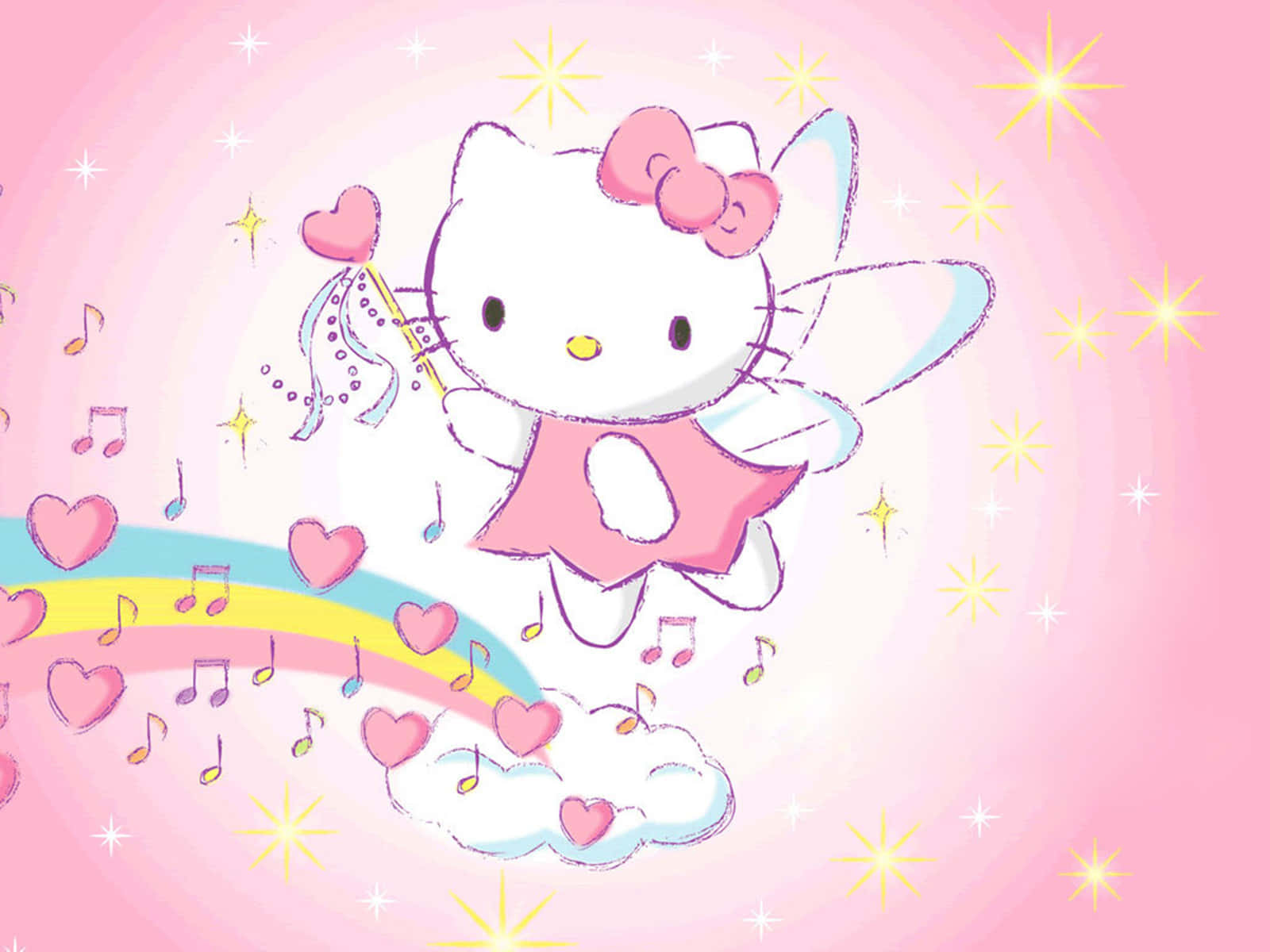 Hintergrundmit Fliegender Fee Hello Kitty