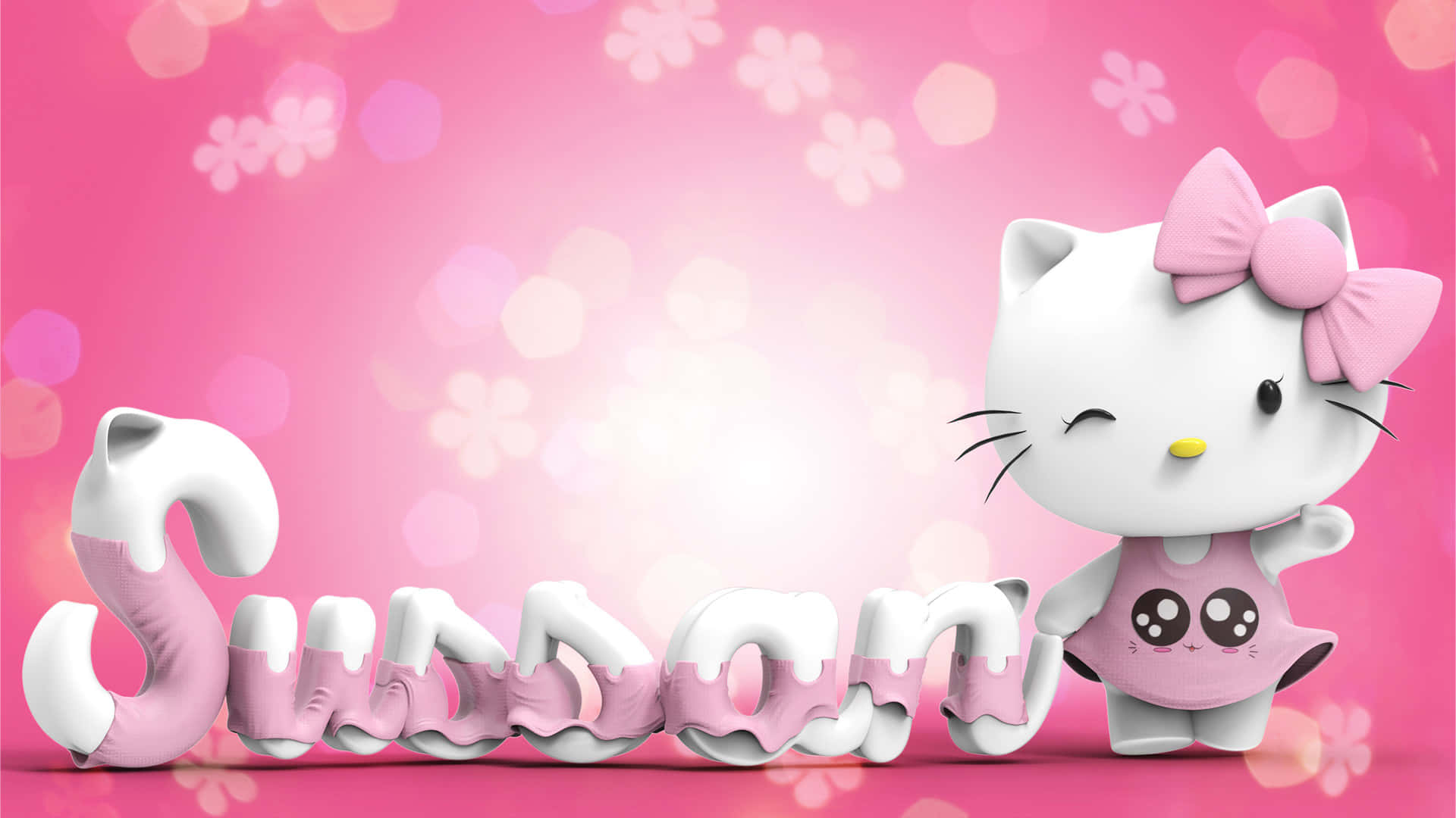 Hello Kitty Winking Beside Text Background