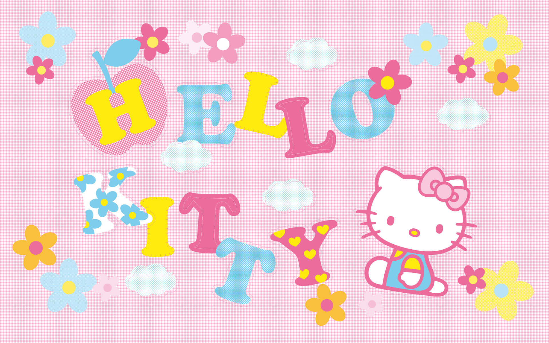 Fondode Pantalla Estético De Hello Kitty Rosa Y Floral.