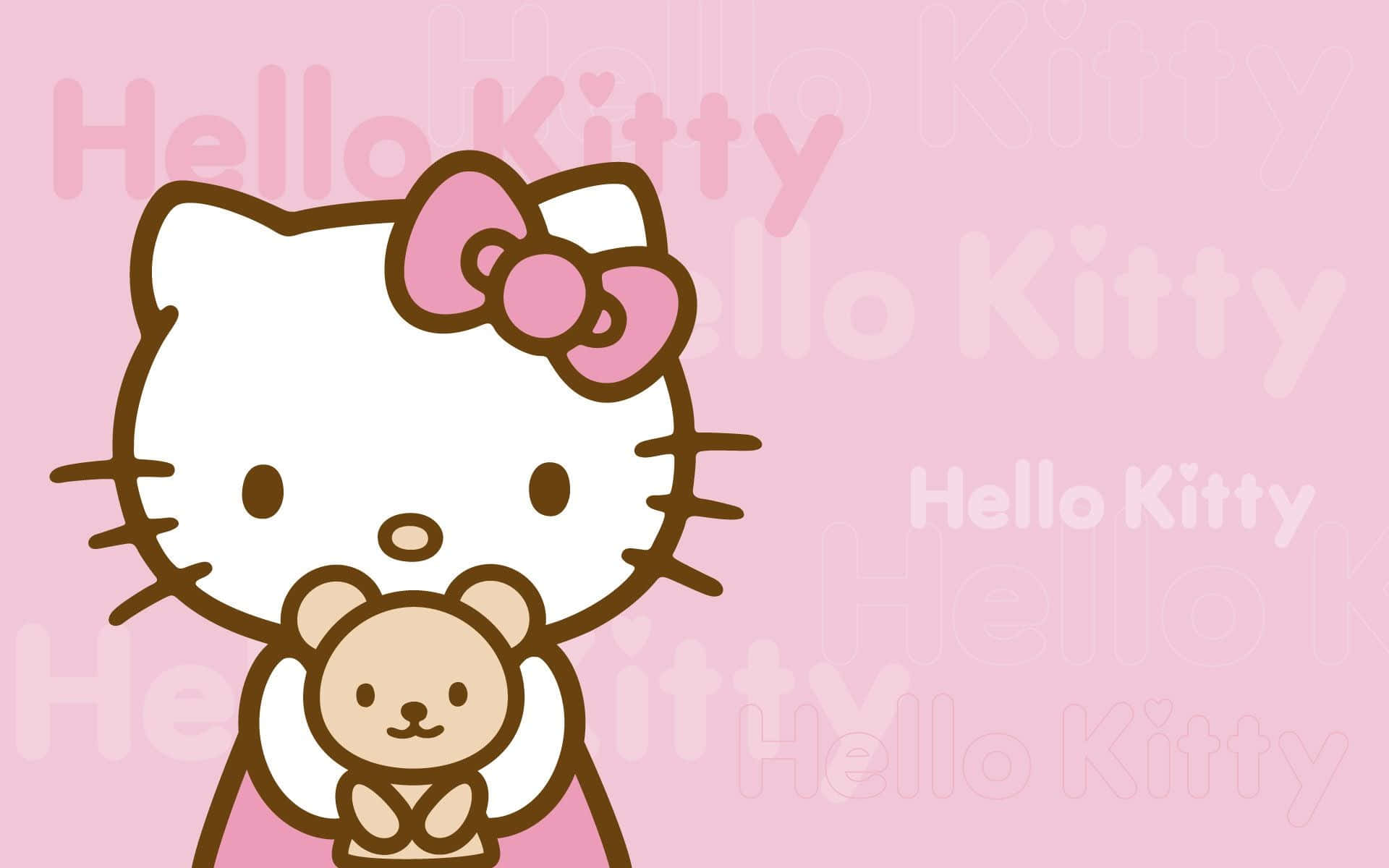 Hello Kitty With Stuffed Toy Background