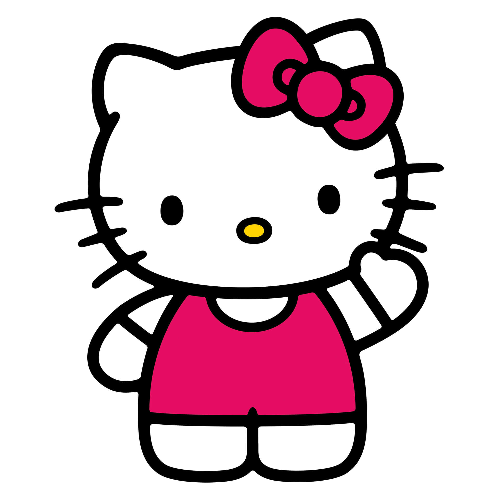 Ciaoa Tutti, Oggi Parleremo Di Un Wallpaper Perfetto Per Il Tuo Computer O Il Tuo Smartphone: Il Dolcissimo Hello Kitty Che Saluta Sulla Sfondo Rosa.