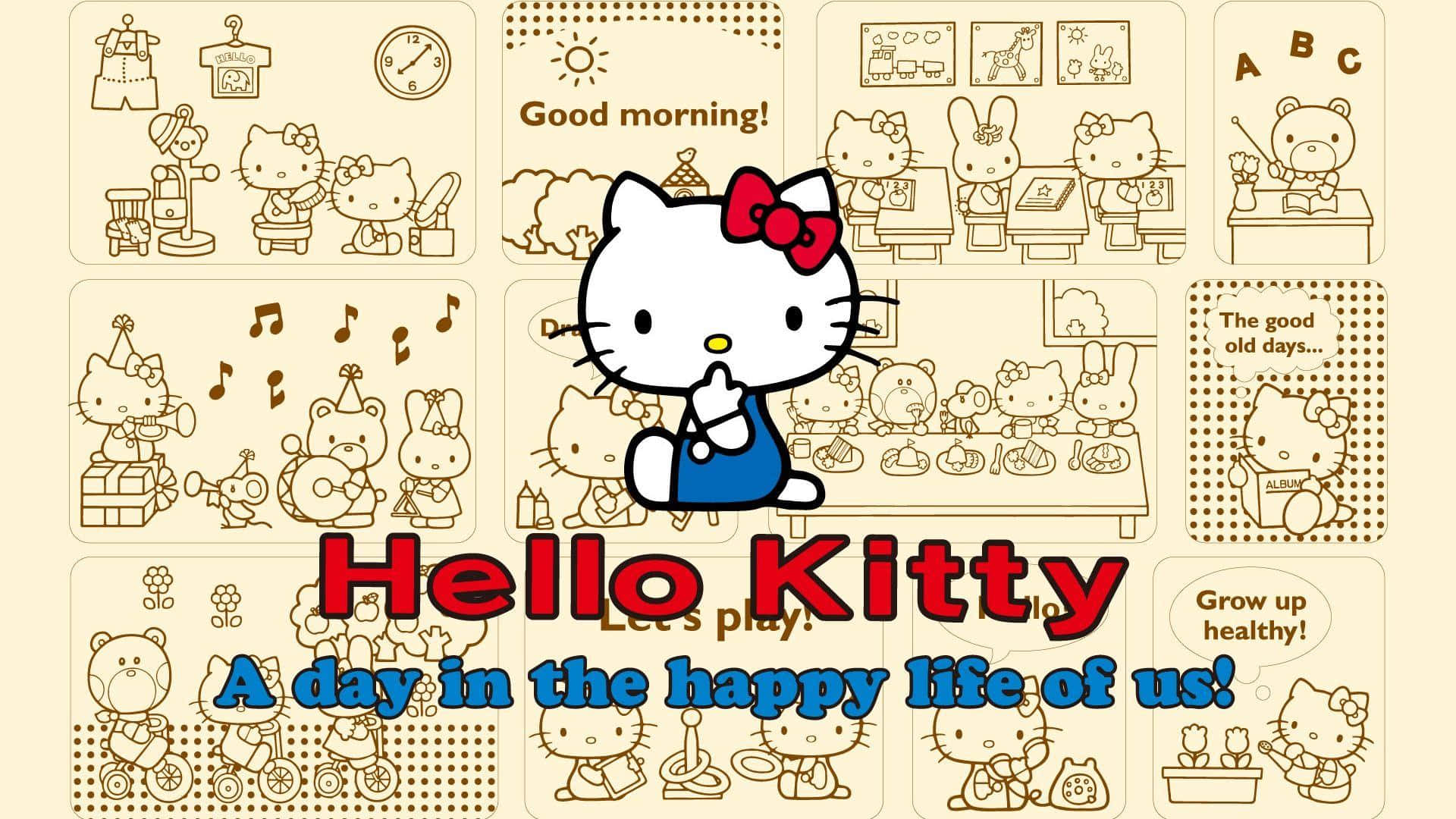 Fundode Tela Estético Bege Da Hello Kitty