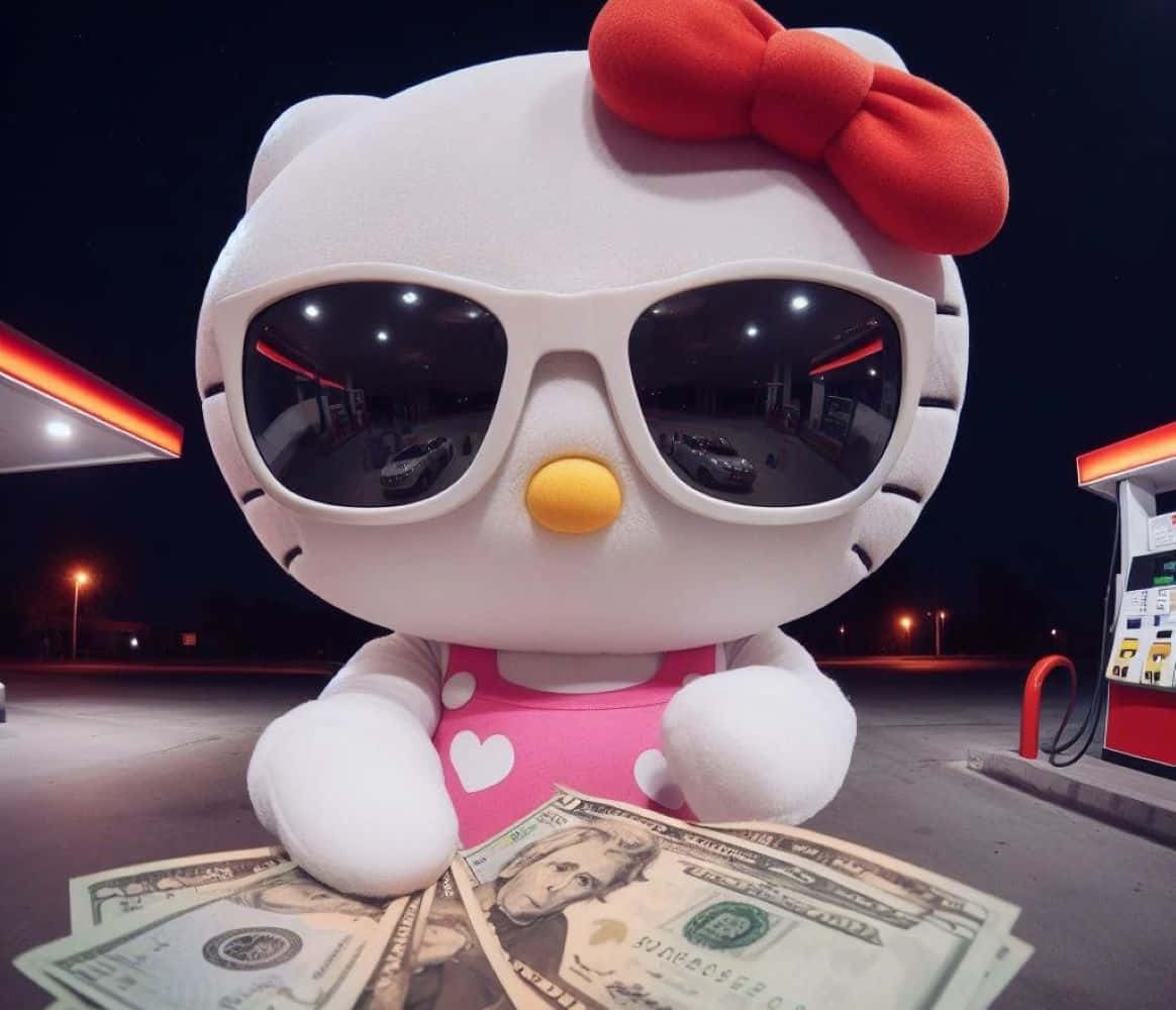 Download Hello Kitty Baddie With Cashat Gas Station Wallpaper ...