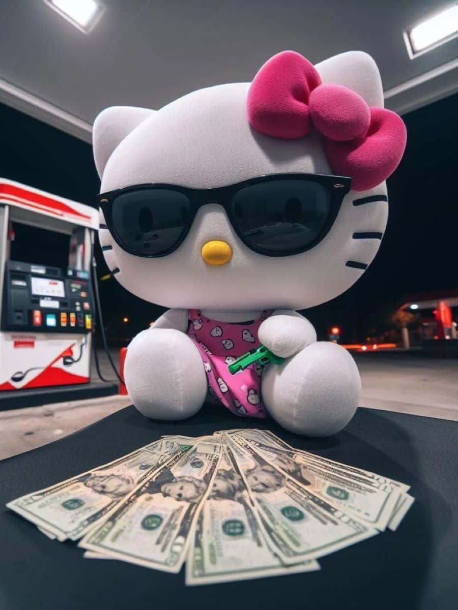 Download Hello Kitty Baddie With Cashat Gas Station Wallpaper ...