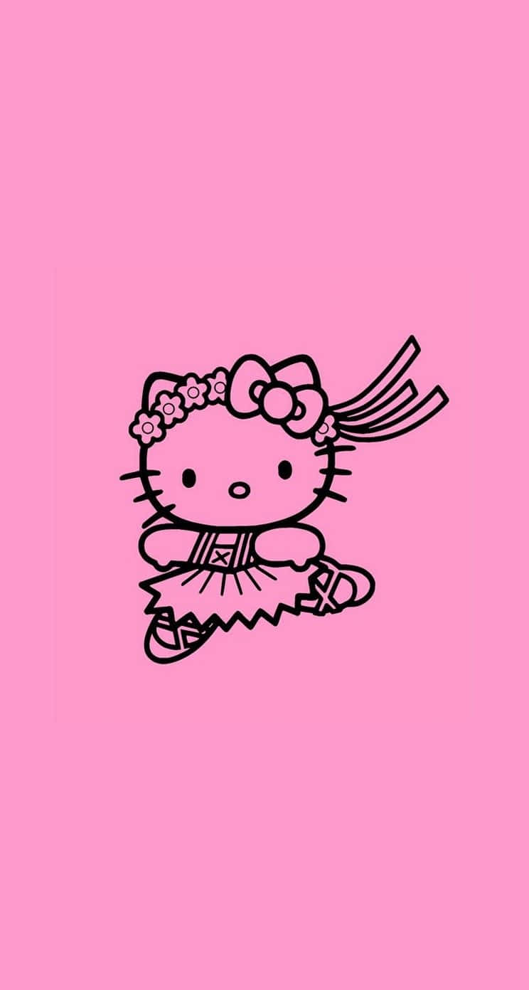 Hello Kitty Ballerina Roze Achtergrond Achtergrond