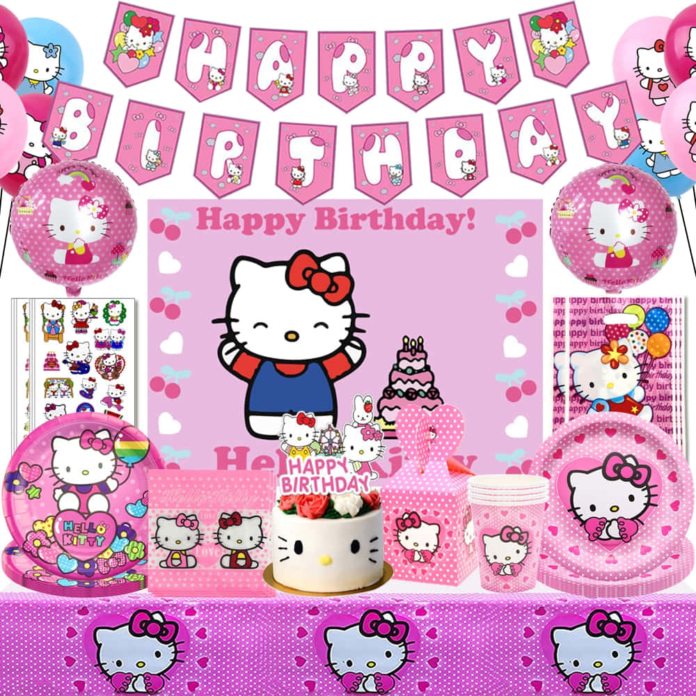 Adorable Hello Kitty Birthday Celebration Wallpaper